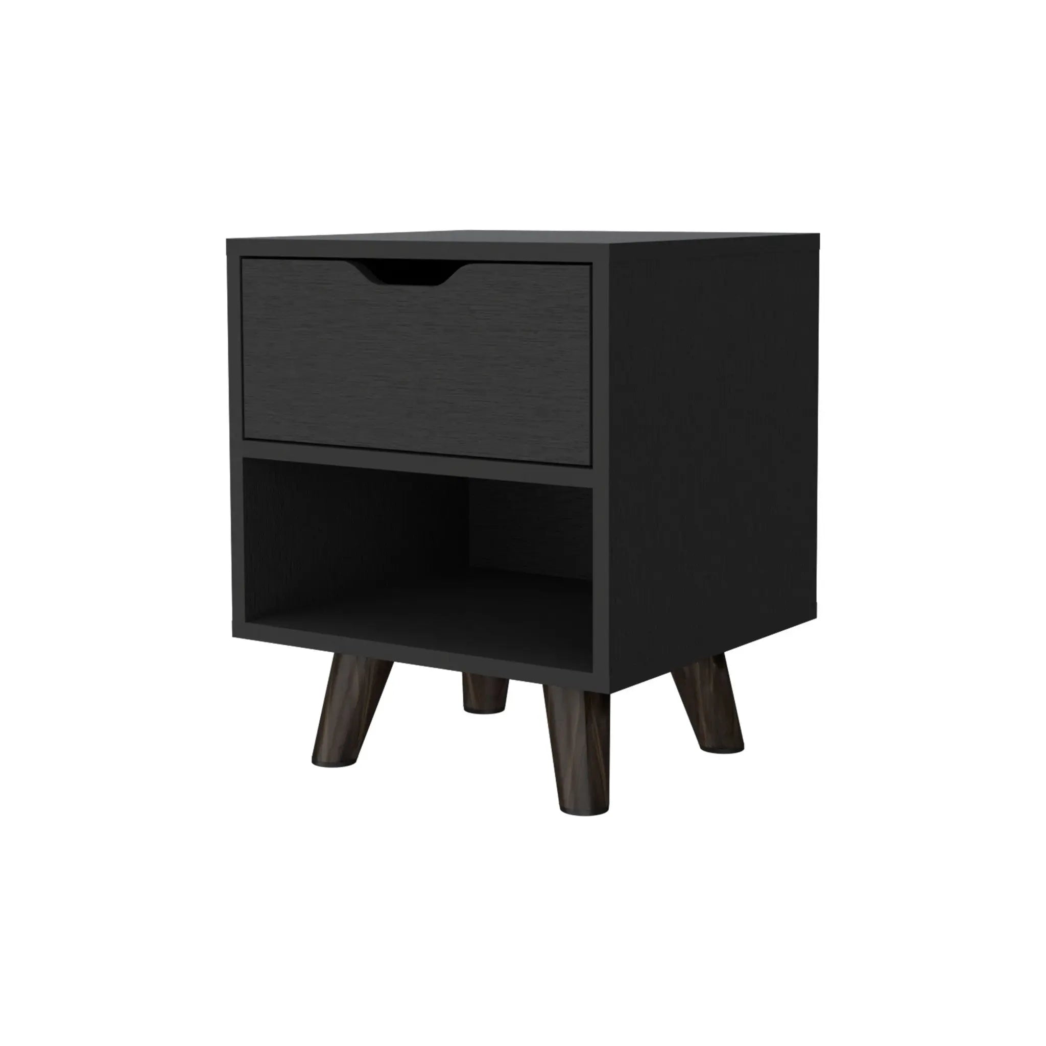 19" Black Wood One Drawer Nightstand Homeroots Bed & Bath