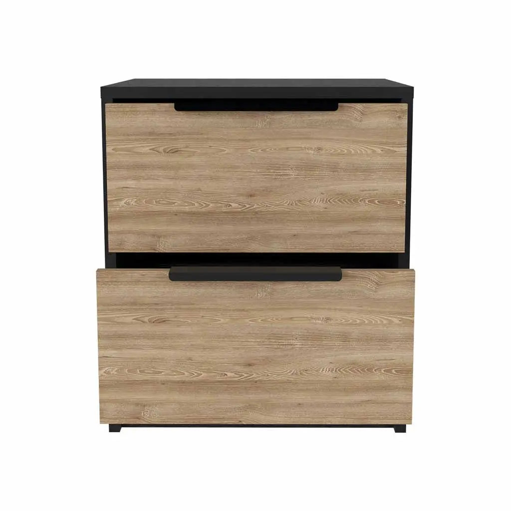 19" Black Wood Two Drawer Nightstand Homeroots Bed & Bath