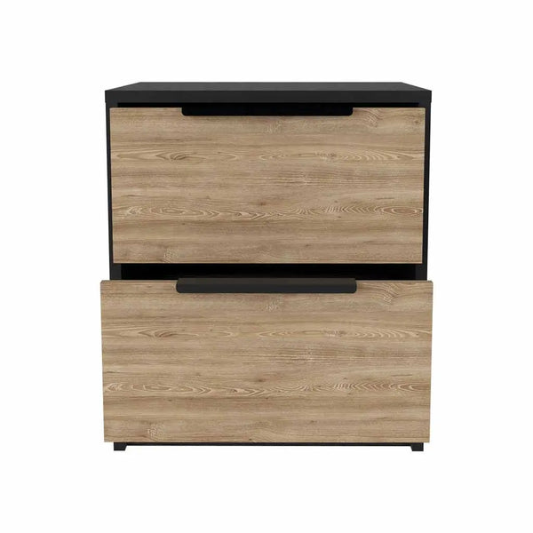 19" Black Wood Two Drawer Nightstand Homeroots Bed & Bath