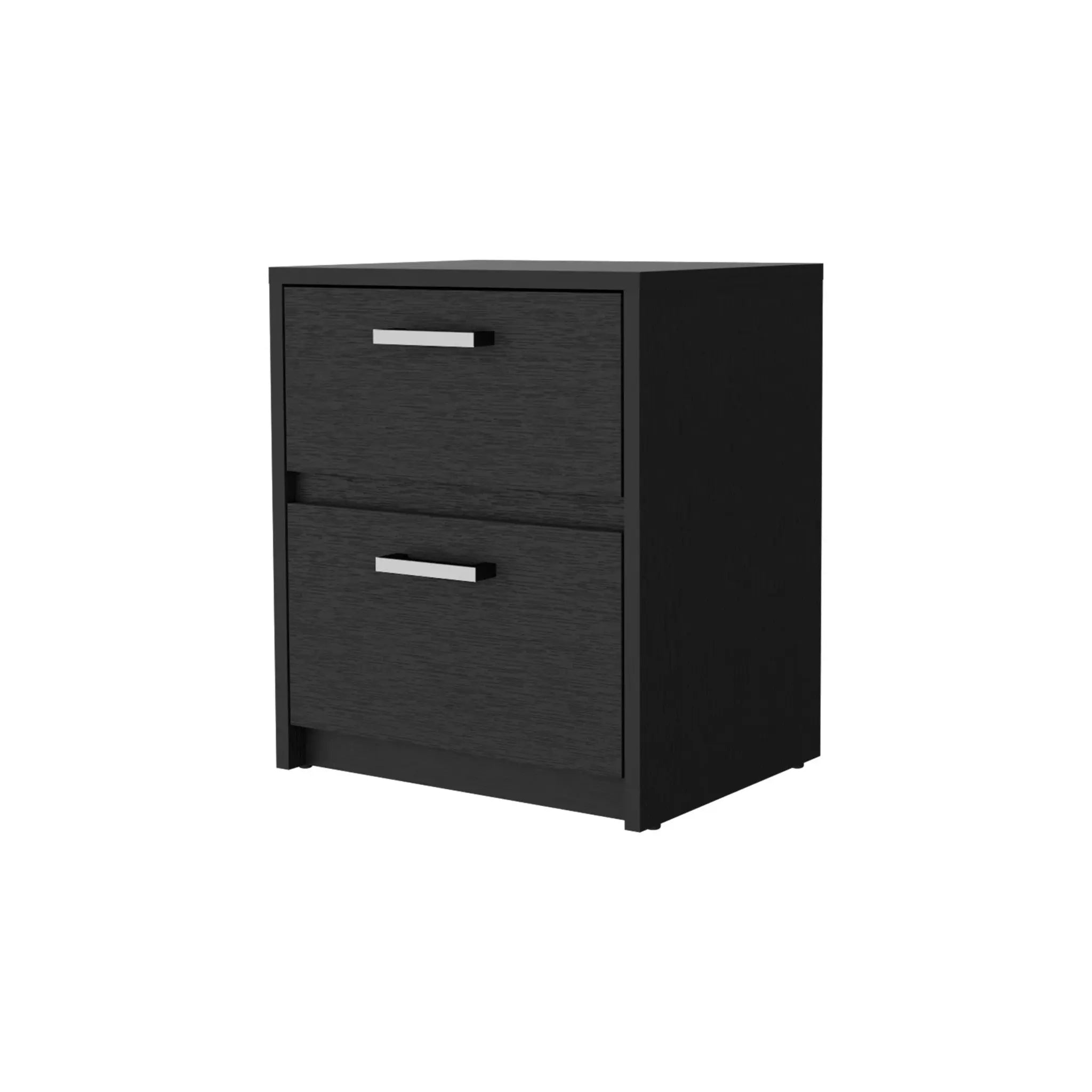 19" Black Wood Two Drawer Nightstand with Integrated Tech Homeroots Bed & Bath