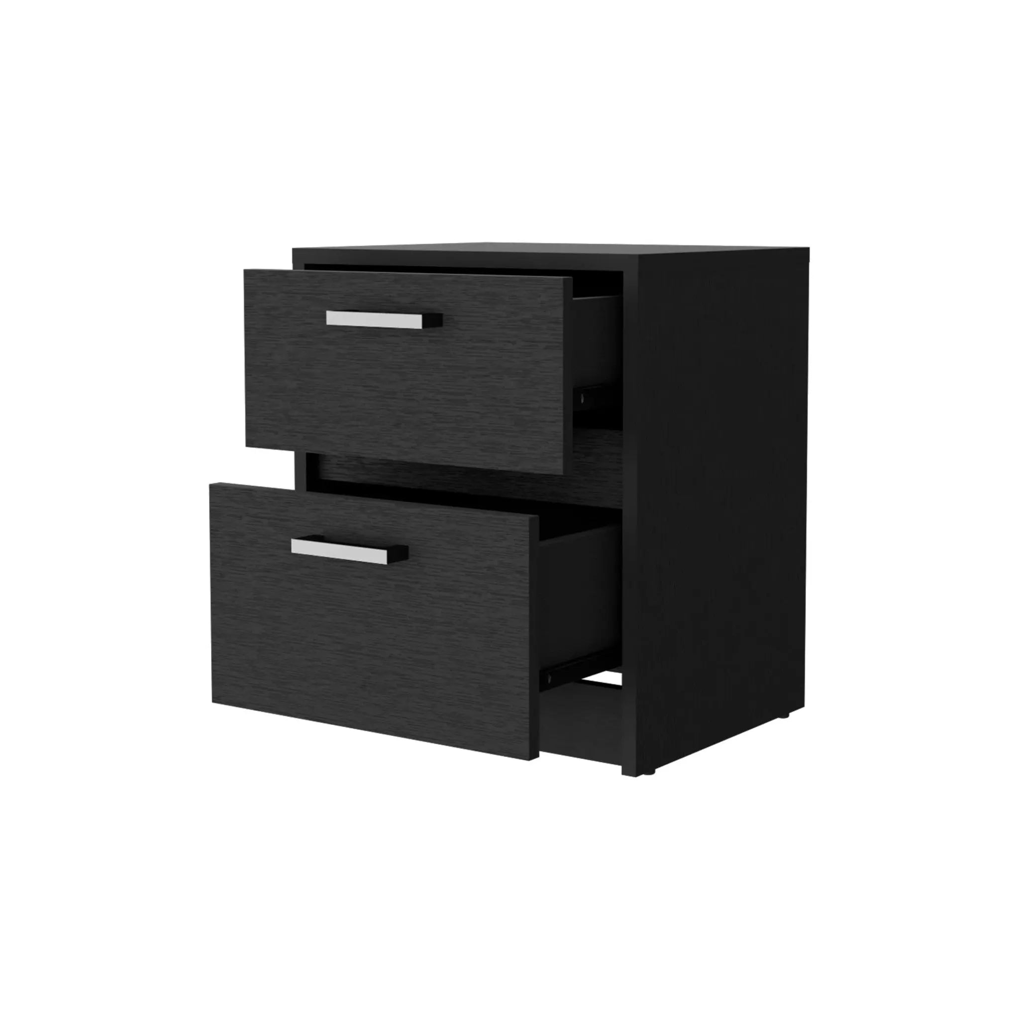 19" Black Wood Two Drawer Nightstand with Integrated Tech Homeroots Bed & Bath