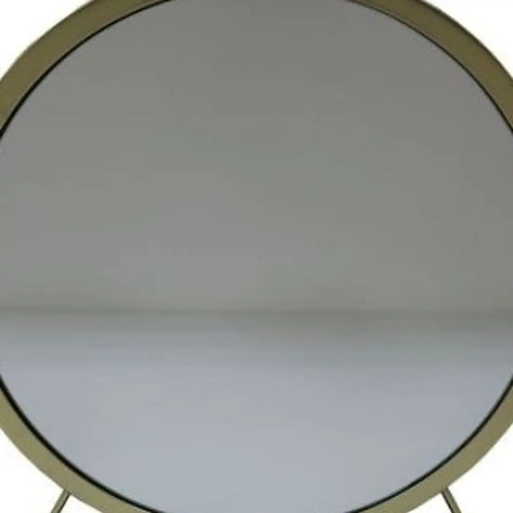 19" Brass Round Metal Framed Freestanding Mirror Homeroots Bed & Bath