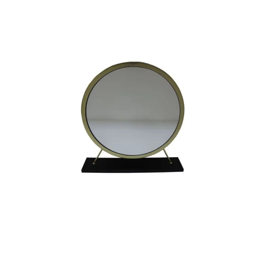 19" Brass Round Metal Framed Freestanding Mirror Homeroots Bed & Bath