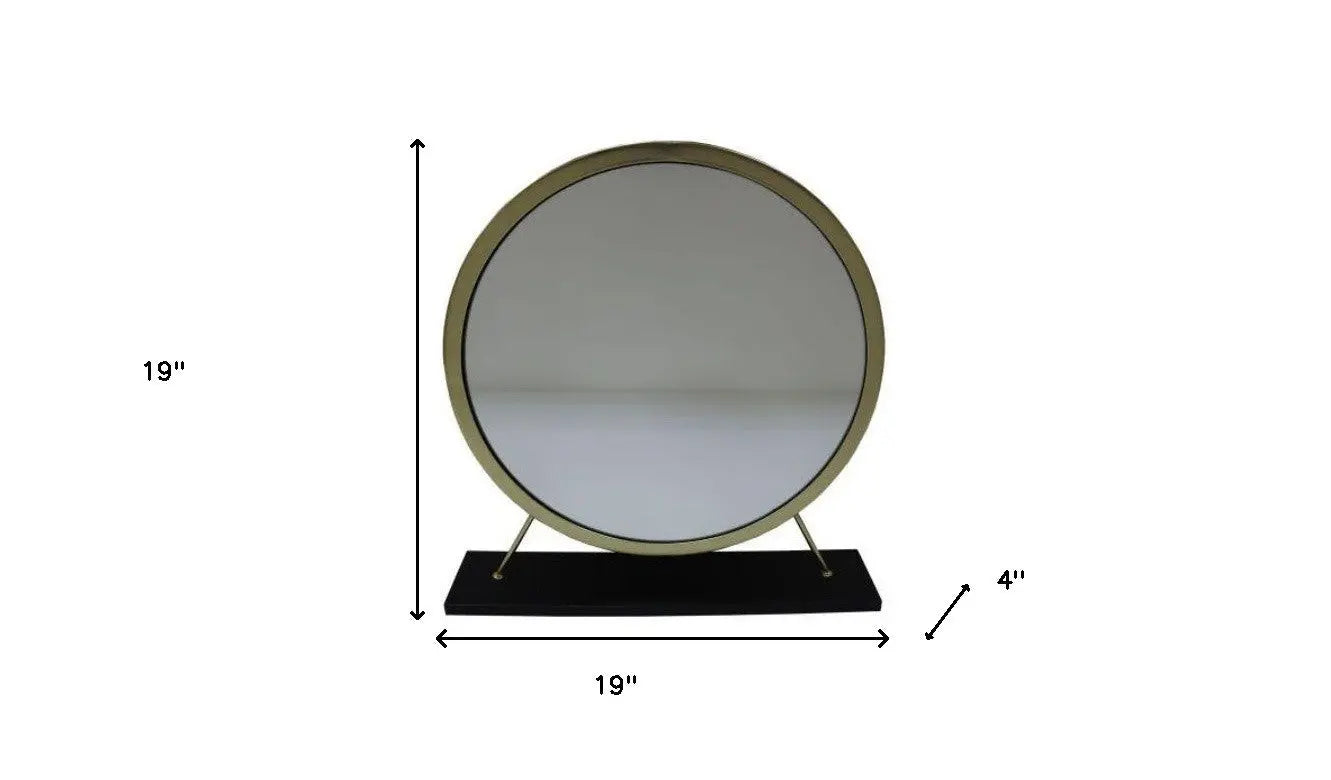 19" Brass Round Metal Framed Freestanding Mirror Homeroots Bed & Bath