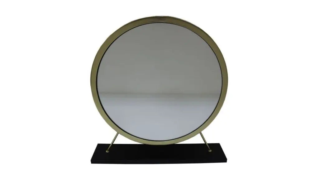 19" Brass Round Metal Framed Freestanding Mirror Homeroots Bed & Bath