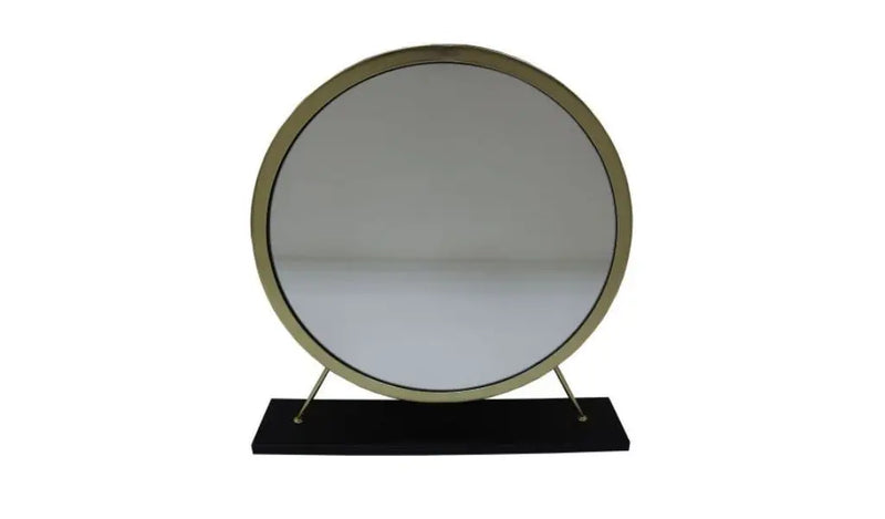 19" Brass Round Metal Framed Freestanding Mirror Homeroots Bed & Bath