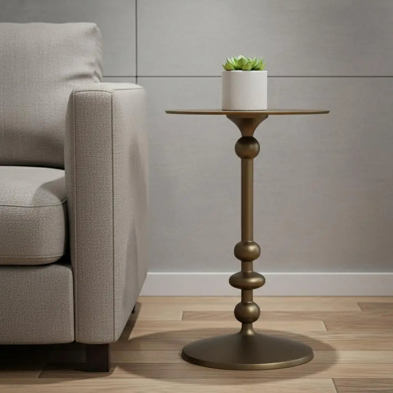 19" Bronze Aluminum Round Drink Size Pedestal End Table - GreatEagleInc