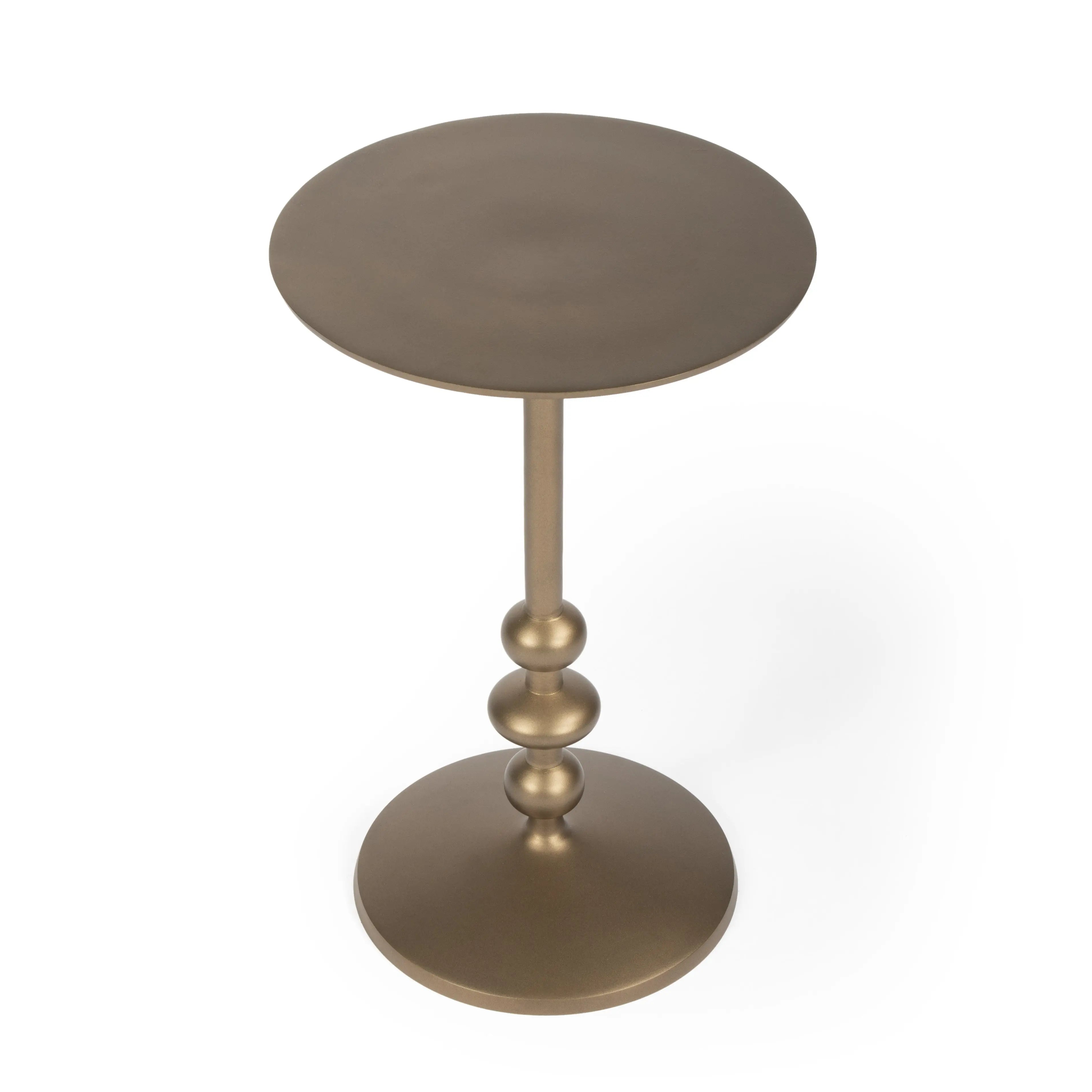 19" Bronze Aluminum Round Drink Size Pedestal End Table - GreatEagleInc