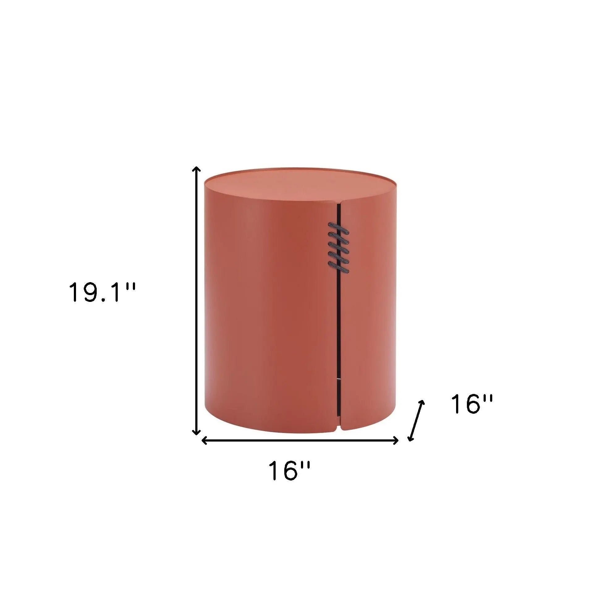 19" Brown Aluminum Round Drum End Table Homeroots Living Room