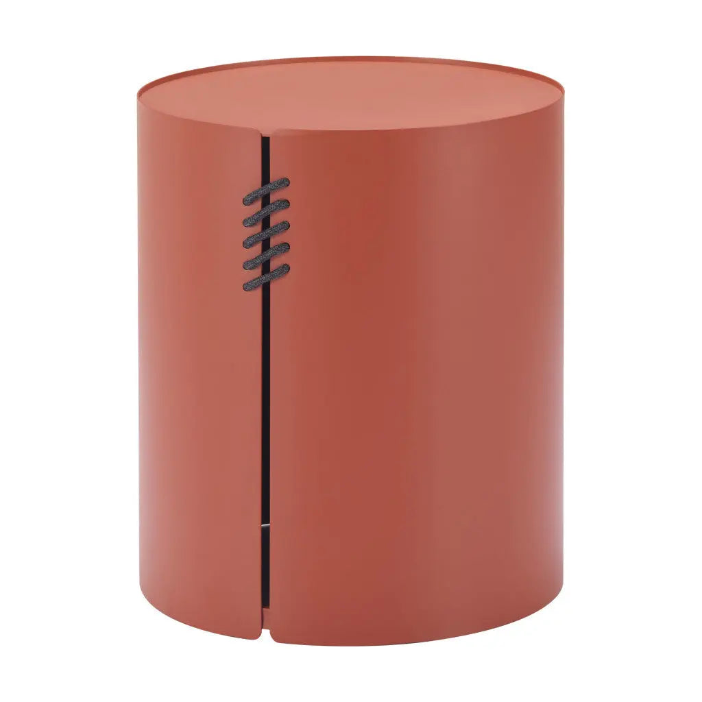 19" Brown Aluminum Round Drum End Table Homeroots Living Room