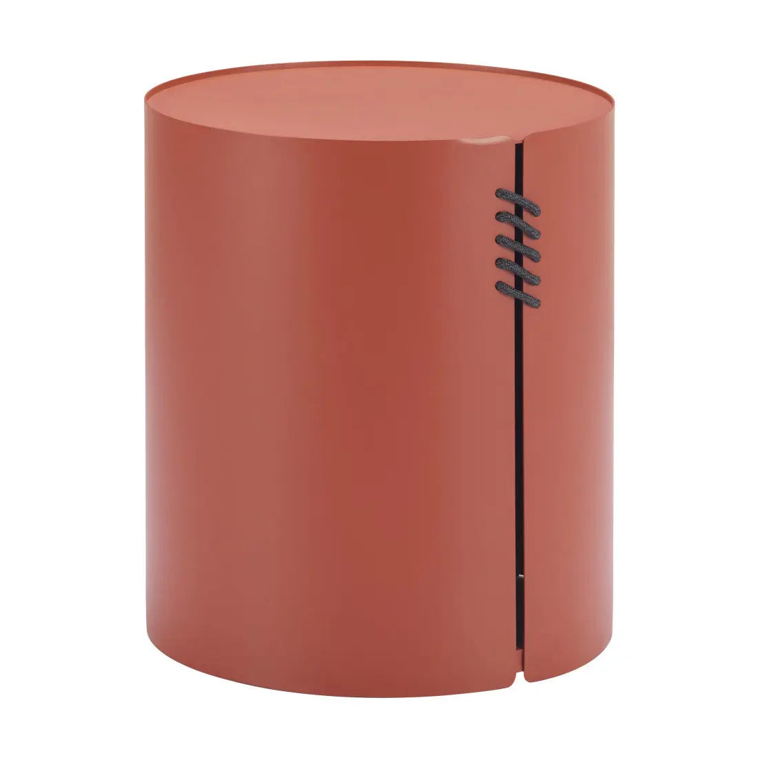 19" Brown Aluminum Round Drum End Table Homeroots Living Room