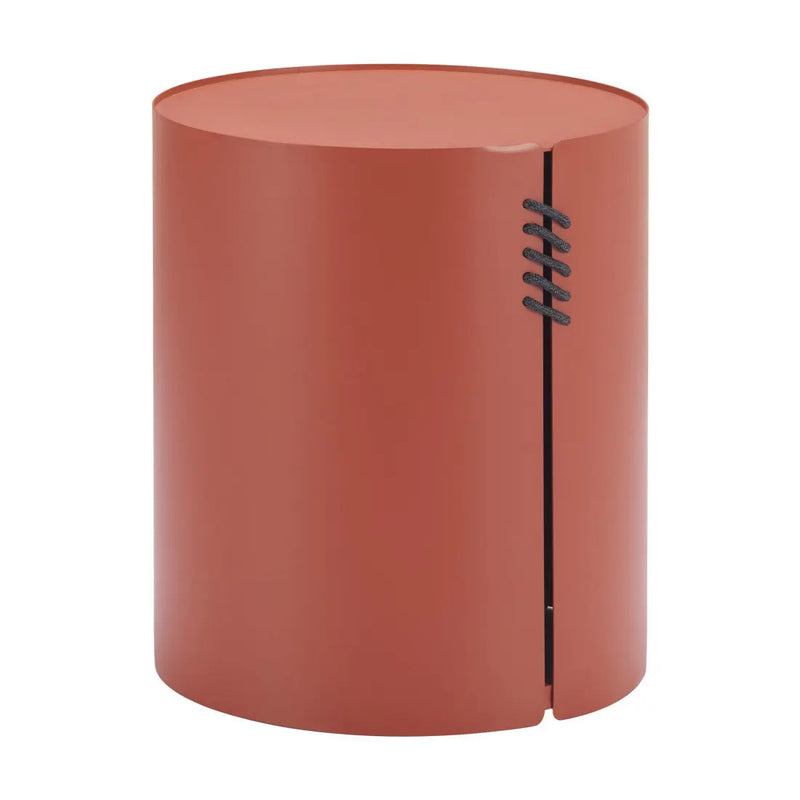 19" Brown Aluminum Round Drum End Table Homeroots Living Room