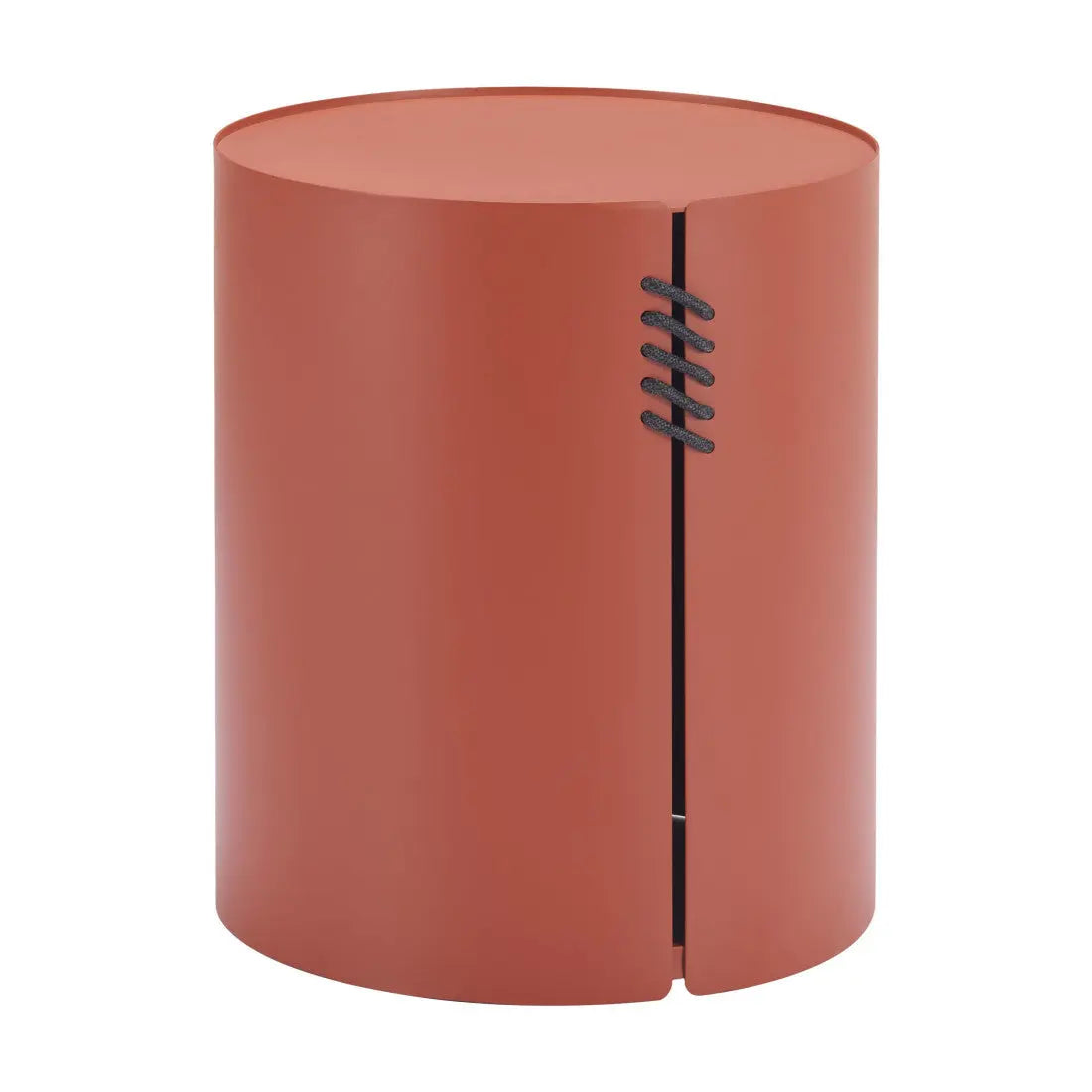 19" Brown Aluminum Round Drum End Table Homeroots Living Room