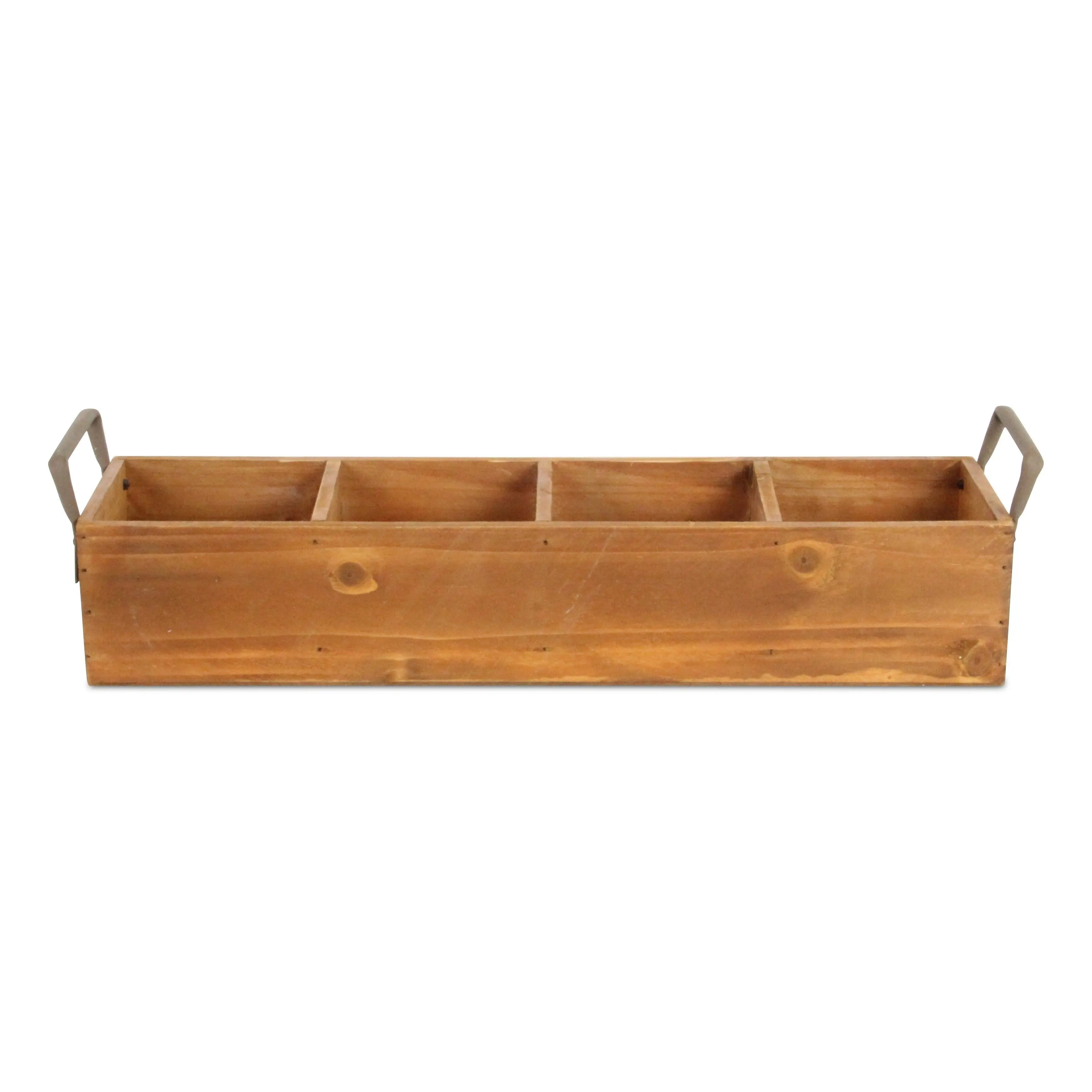 19" Brown Galvanized Solid Wood And Metal Organizing Box Homeroots Office