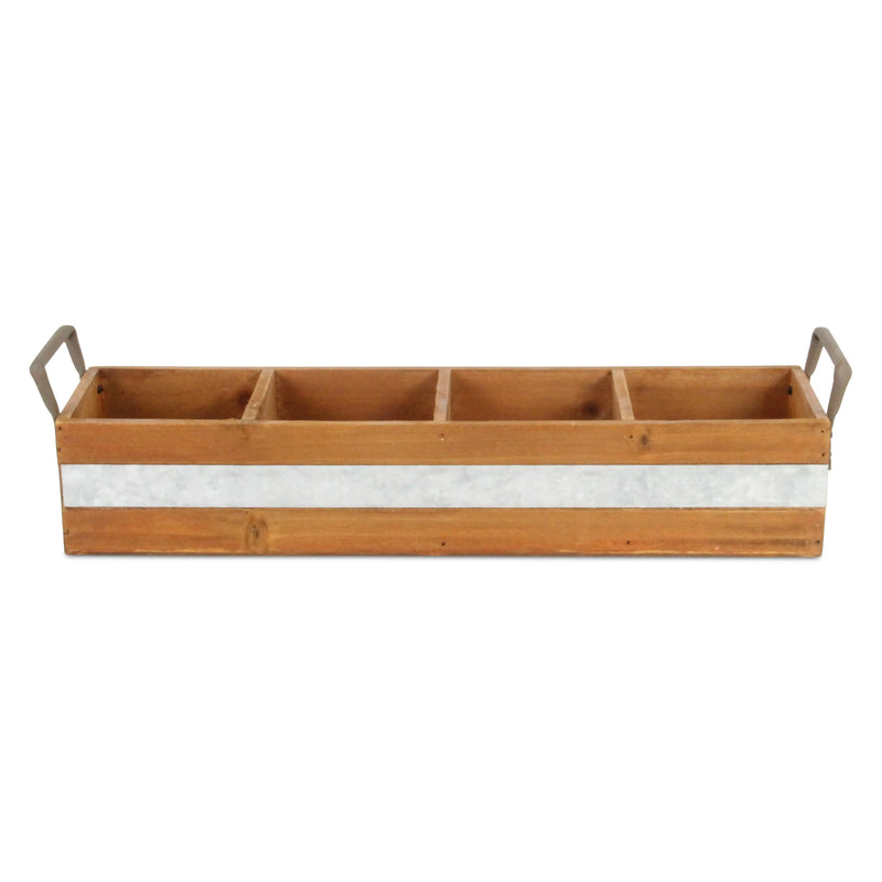 19" Brown Galvanized Solid Wood And Metal Organizing Box Homeroots Office