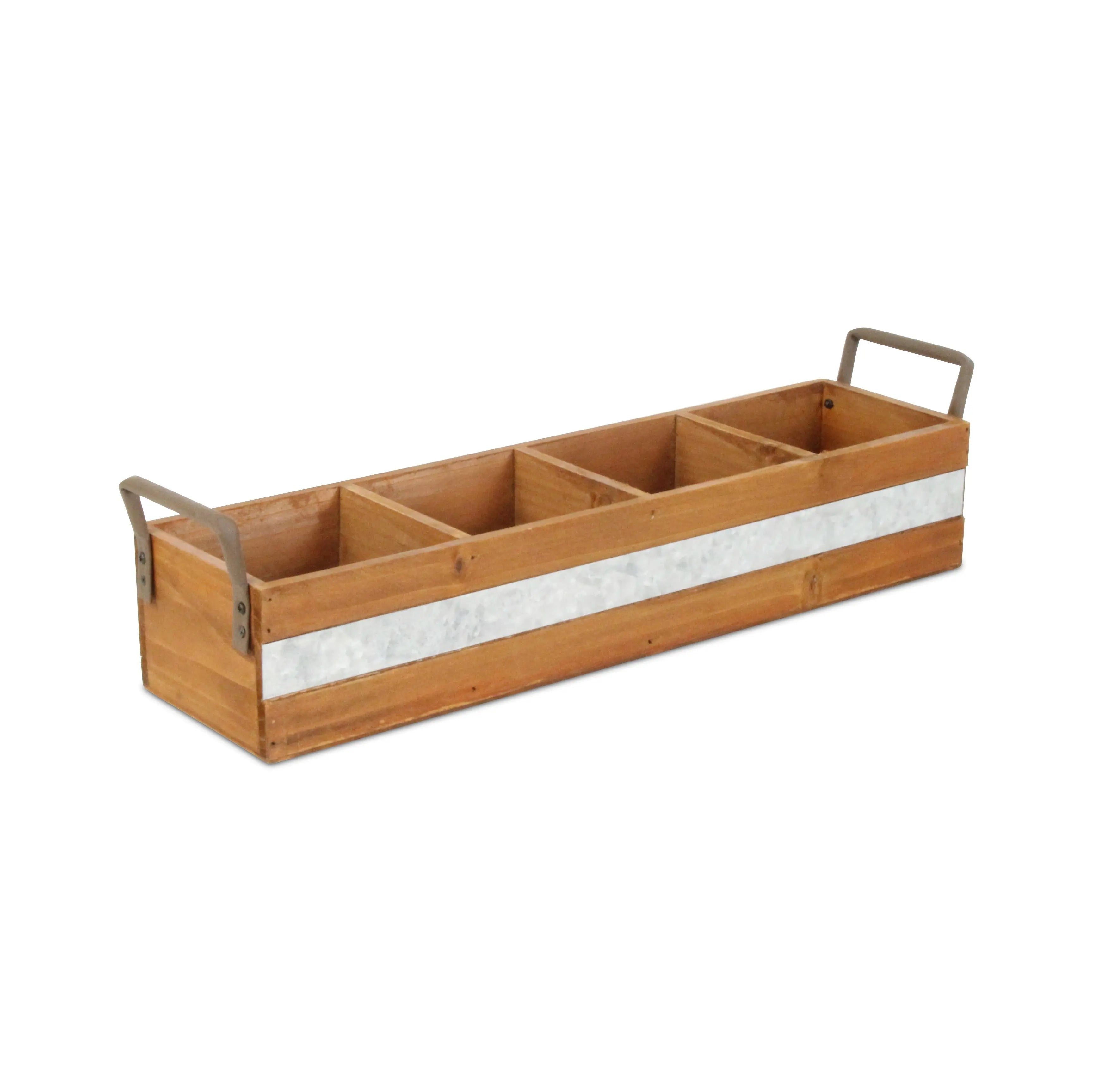 19" Brown Galvanized Solid Wood And Metal Organizing Box Homeroots Office