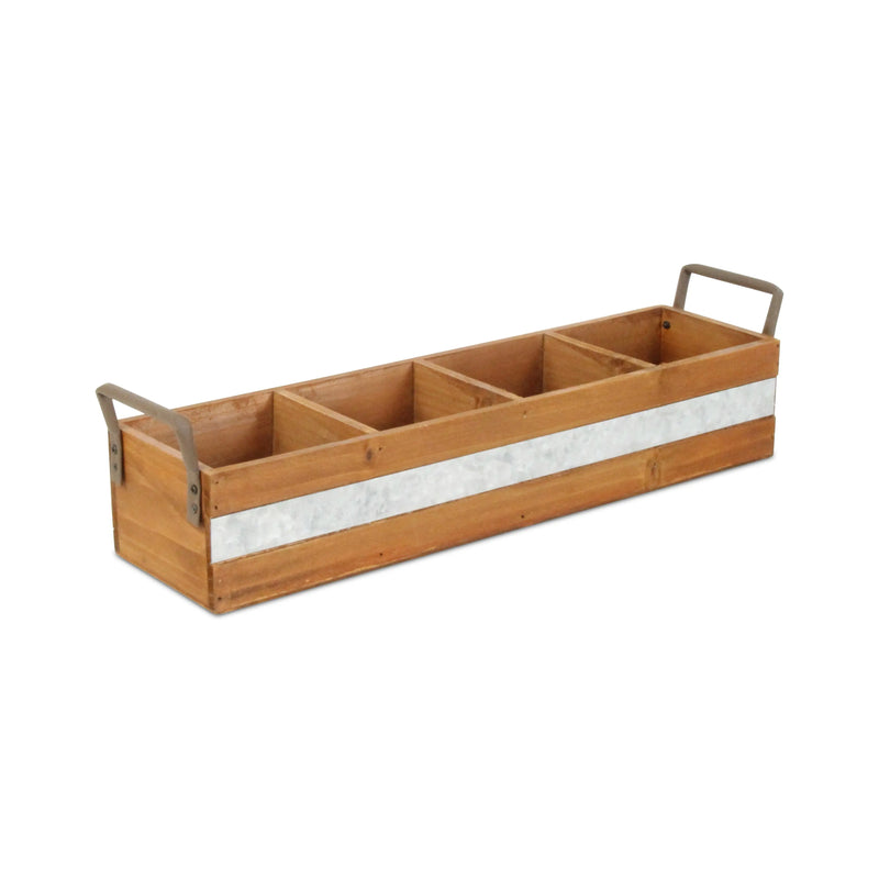 19" Brown Galvanized Solid Wood And Metal Organizing Box Homeroots Office