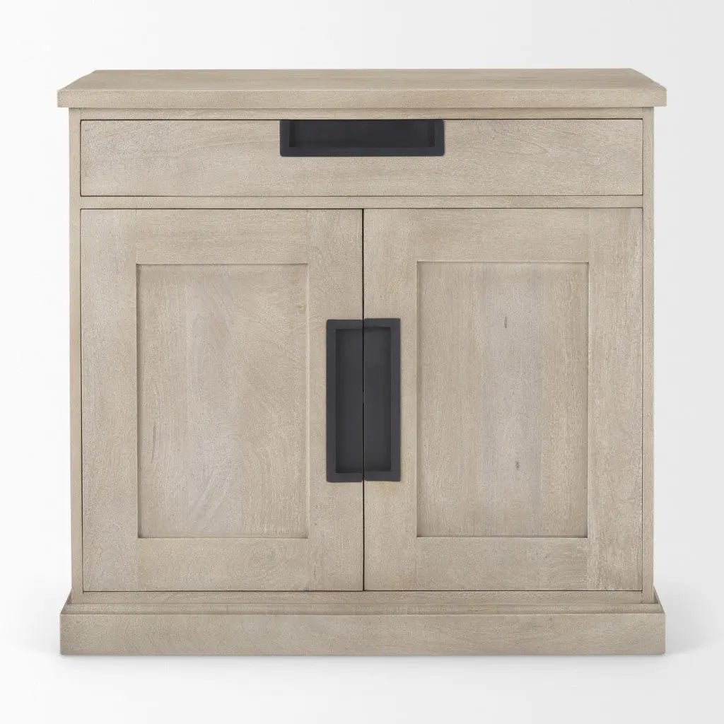 19" Brown Solid Wood Accent Cabinet With Two Doors And One Drawer Homeroots Kitchen & Dining