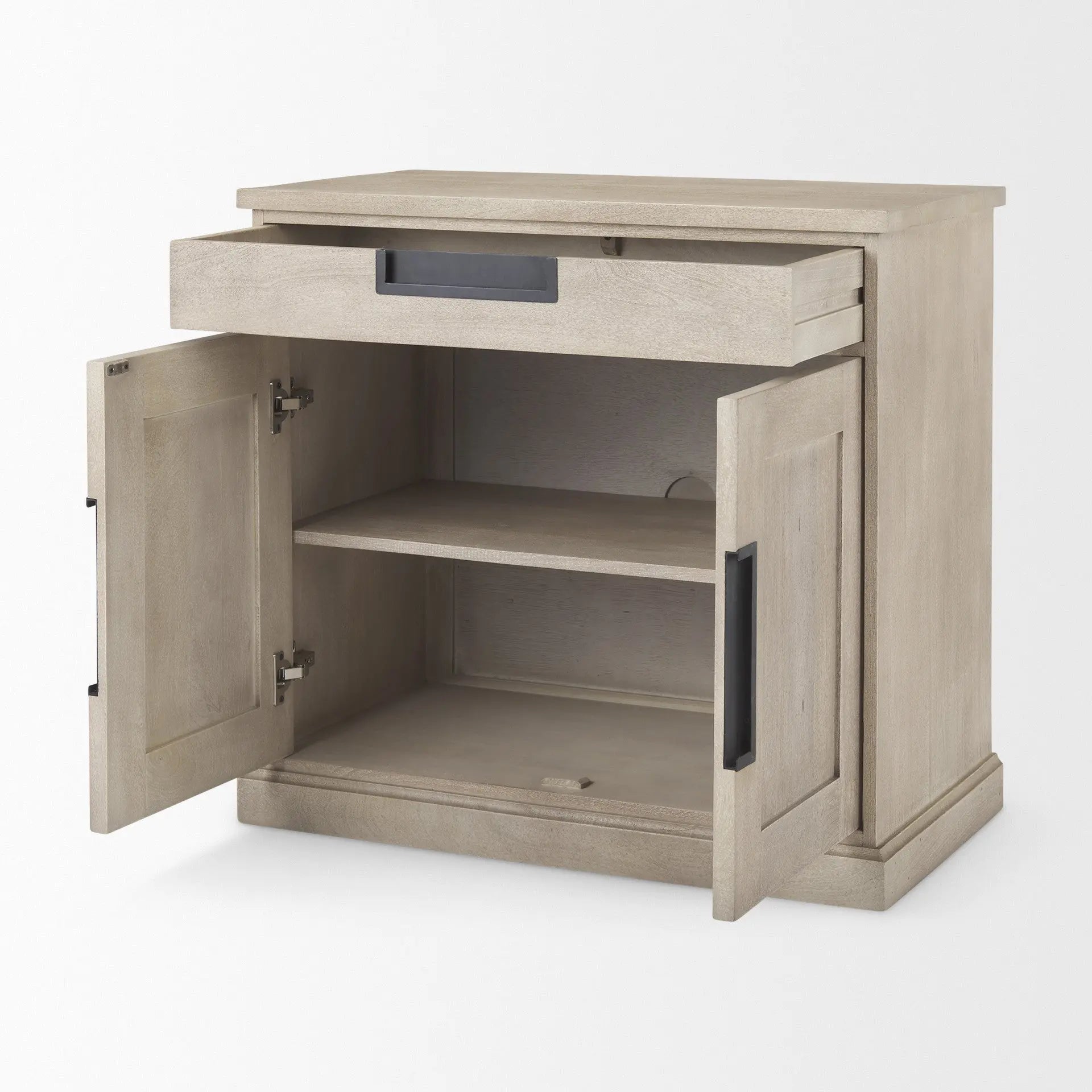 19" Brown Solid Wood Accent Cabinet With Two Doors And One Drawer Homeroots Kitchen & Dining