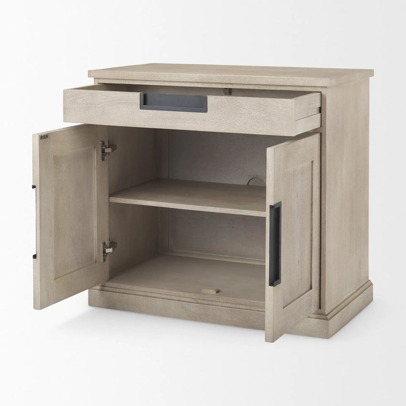19" Brown Solid Wood Accent Cabinet With Two Doors And One Drawer Homeroots Kitchen & Dining