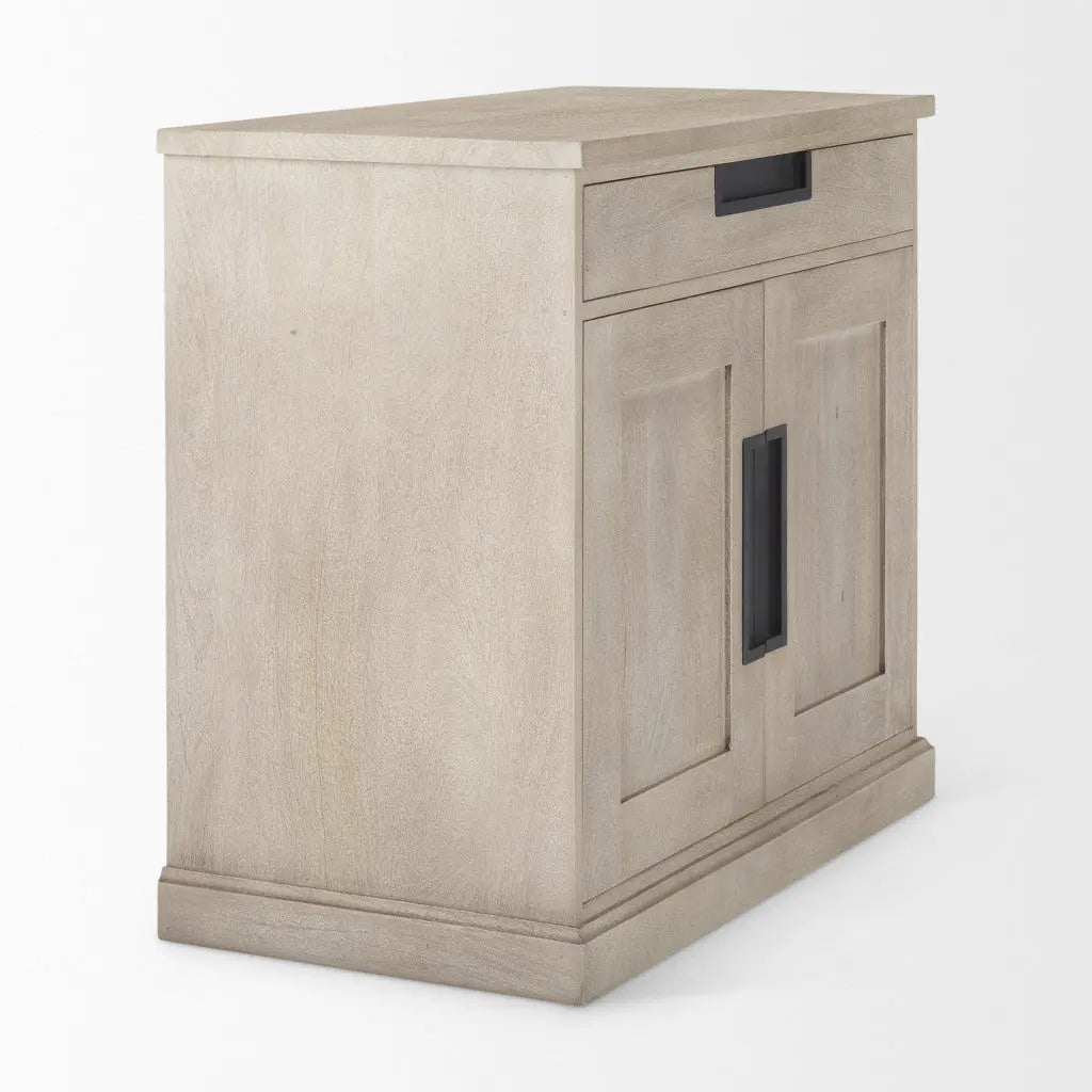 19" Brown Solid Wood Accent Cabinet With Two Doors And One Drawer Homeroots Kitchen & Dining