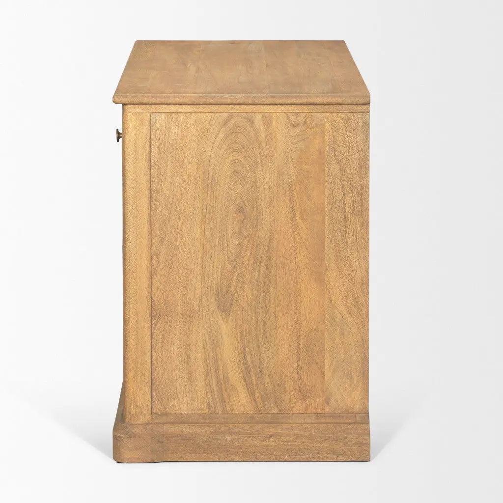 19" Brown Solid Wood Accent Cabinet With Two Doors And One Drawer Homeroots Kitchen & Dining