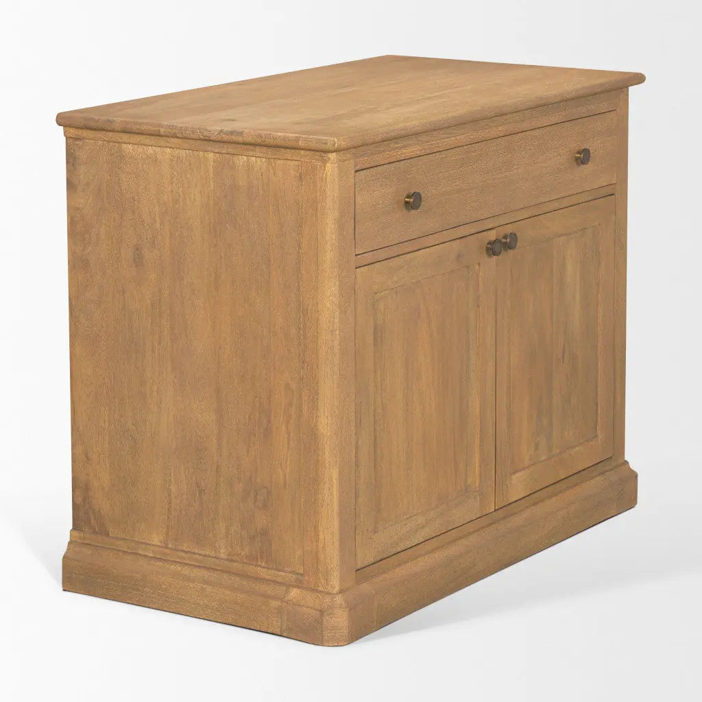 19" Brown Solid Wood Accent Cabinet With Two Doors And One Drawer Homeroots Kitchen & Dining