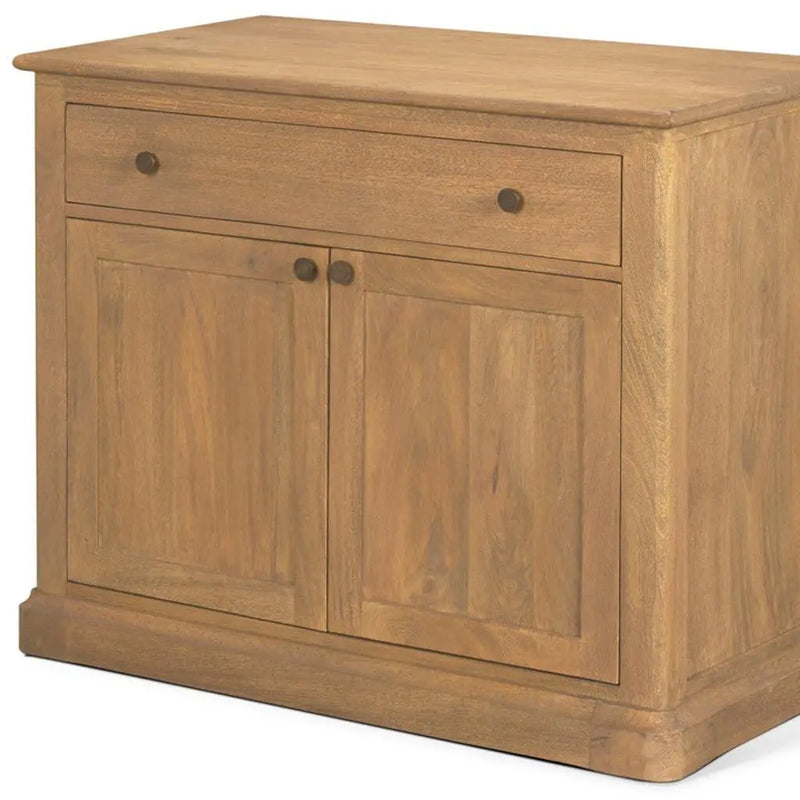 19" Brown Solid Wood Accent Cabinet With Two Doors And One Drawer Homeroots Kitchen & Dining