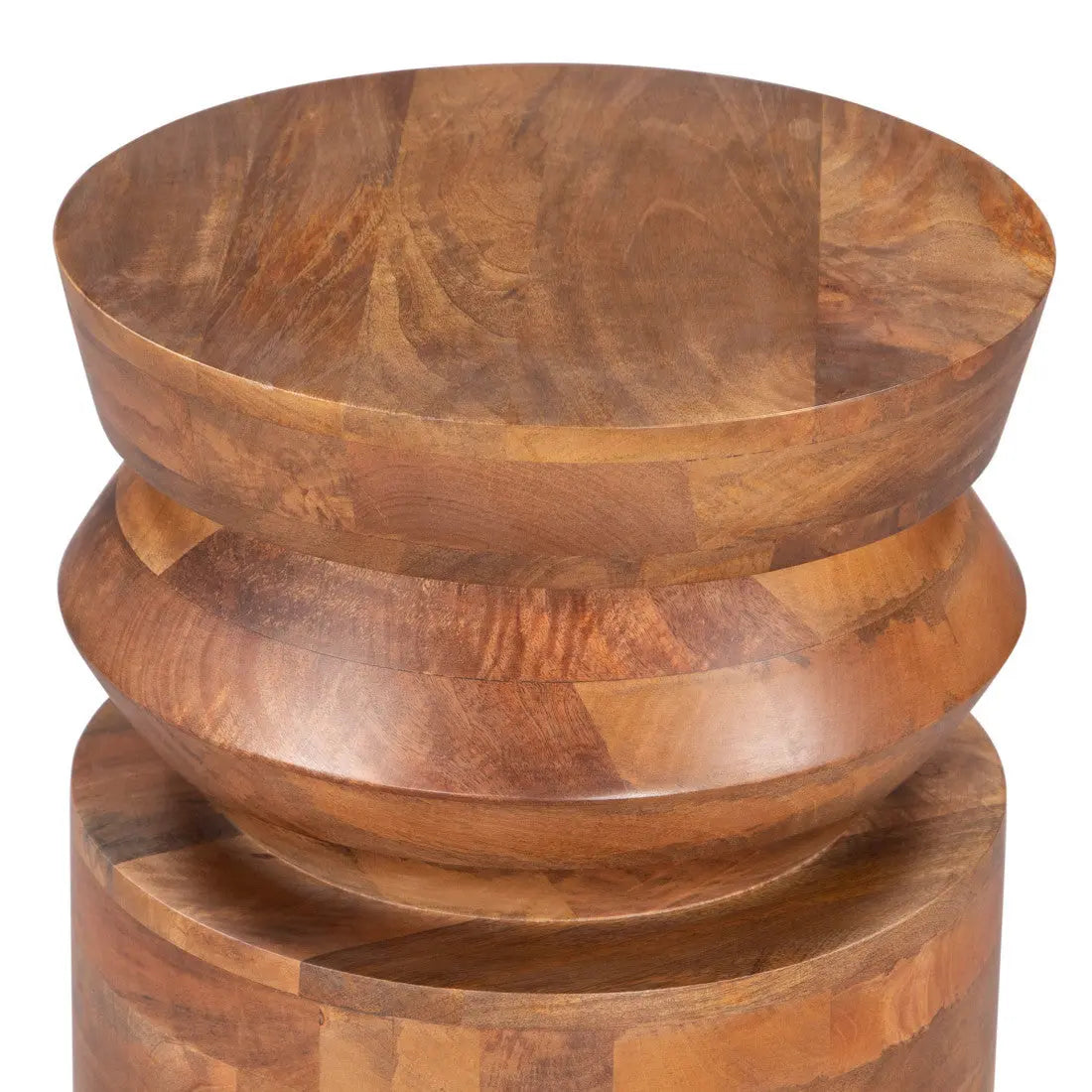 19" Brown Solid Wood Round Drum End Table Homeroots Living Room