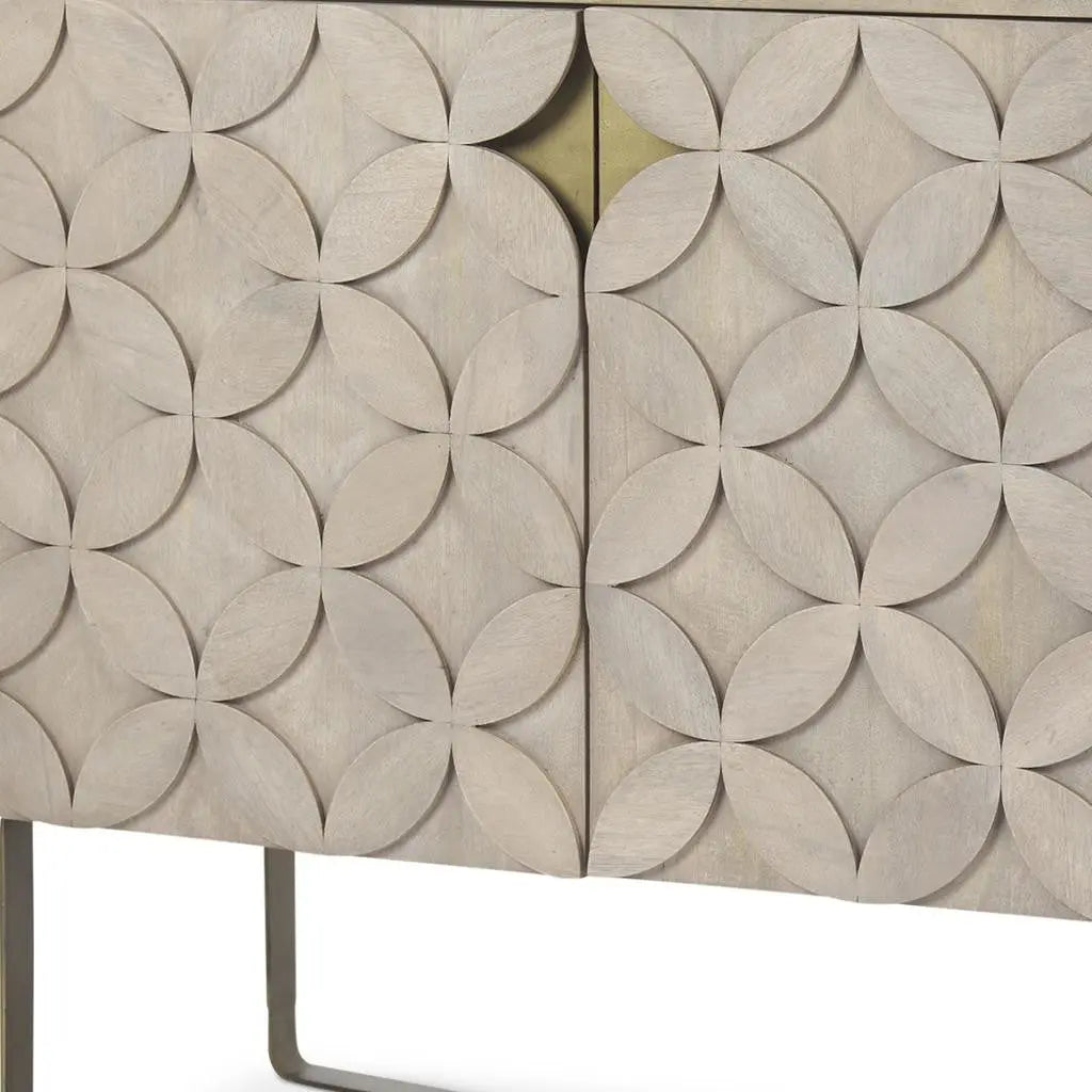 19" Brown and Gold Solid Wood and Metal Accent Cabinet With Two Doors Homeroots Kitchen & Dining