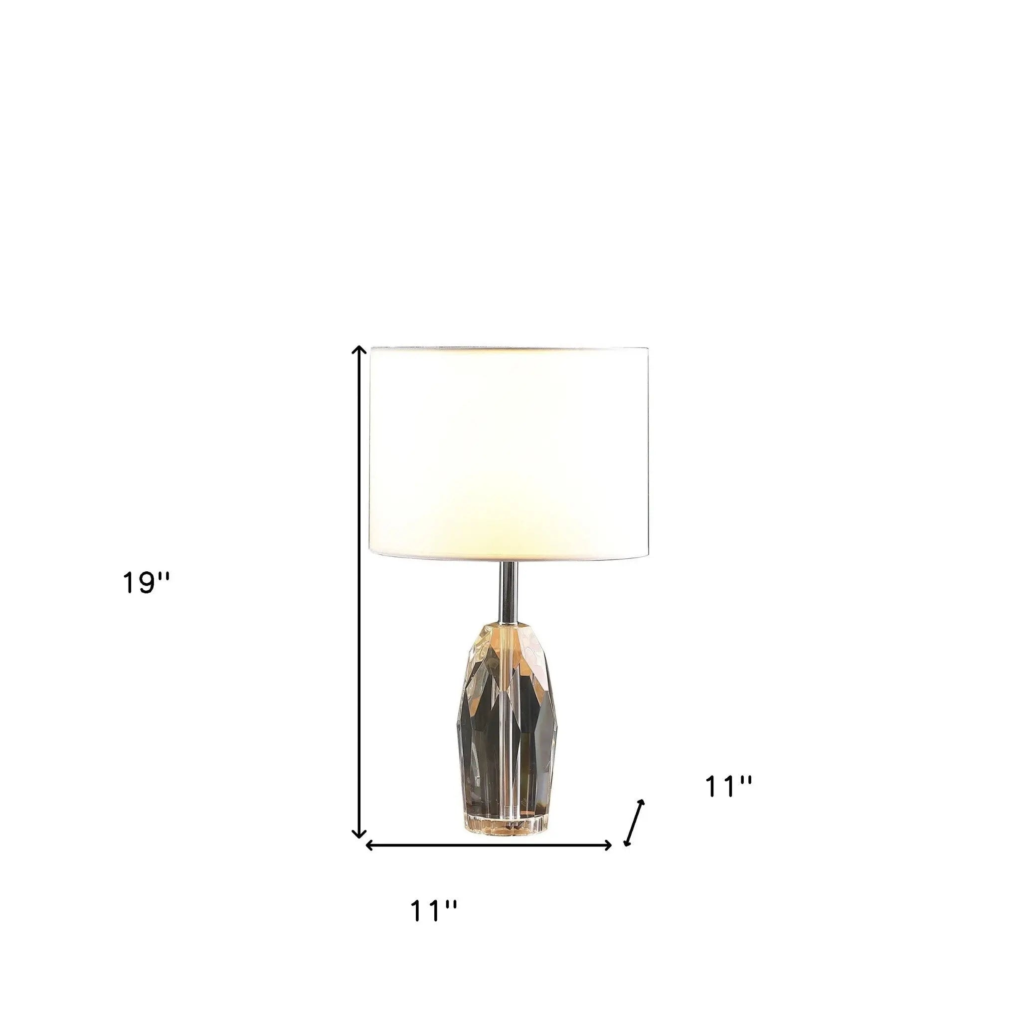 19" Chrome and Faceted Crystal Urn Table Lamp With White Drum Shade Homeroots Lighting