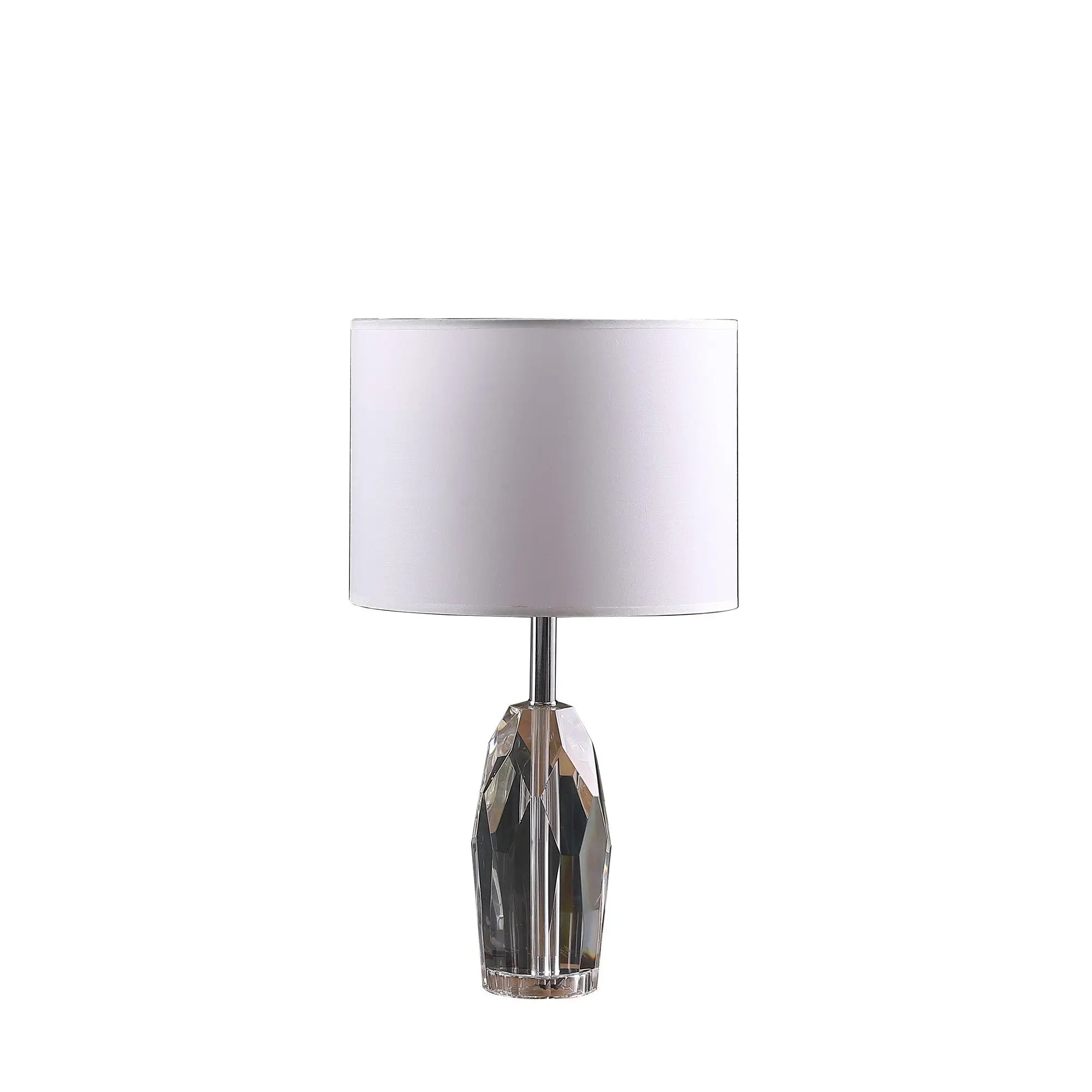 19" Chrome and Faceted Crystal Urn Table Lamp With White Drum Shade Homeroots Lighting