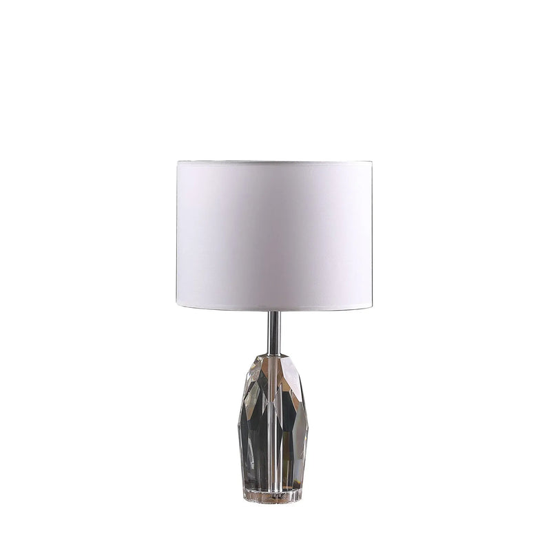 19" Chrome and Faceted Crystal Urn Table Lamp With White Drum Shade Homeroots Lighting