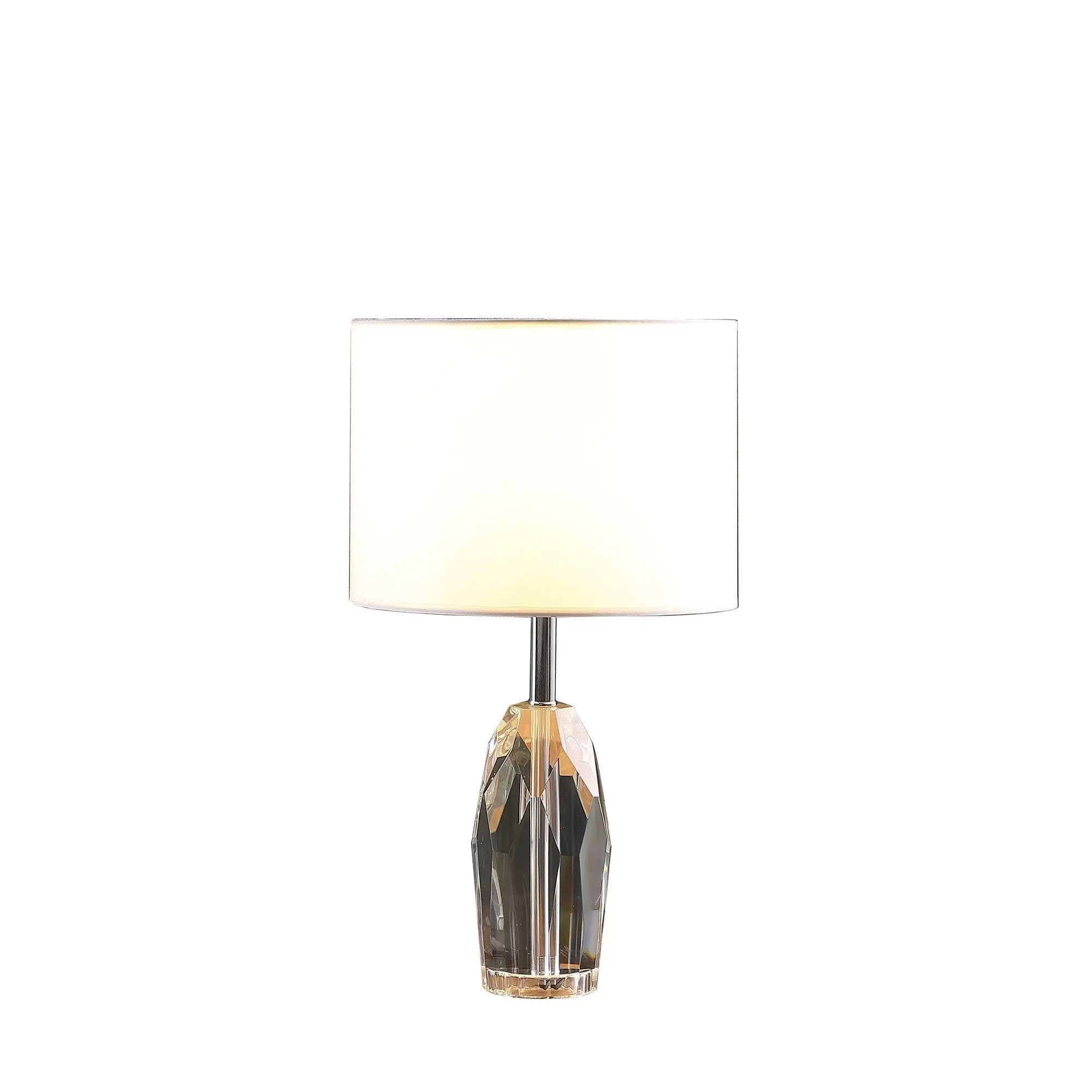 19" Chrome and Faceted Crystal Urn Table Lamp With White Drum Shade Homeroots Lighting