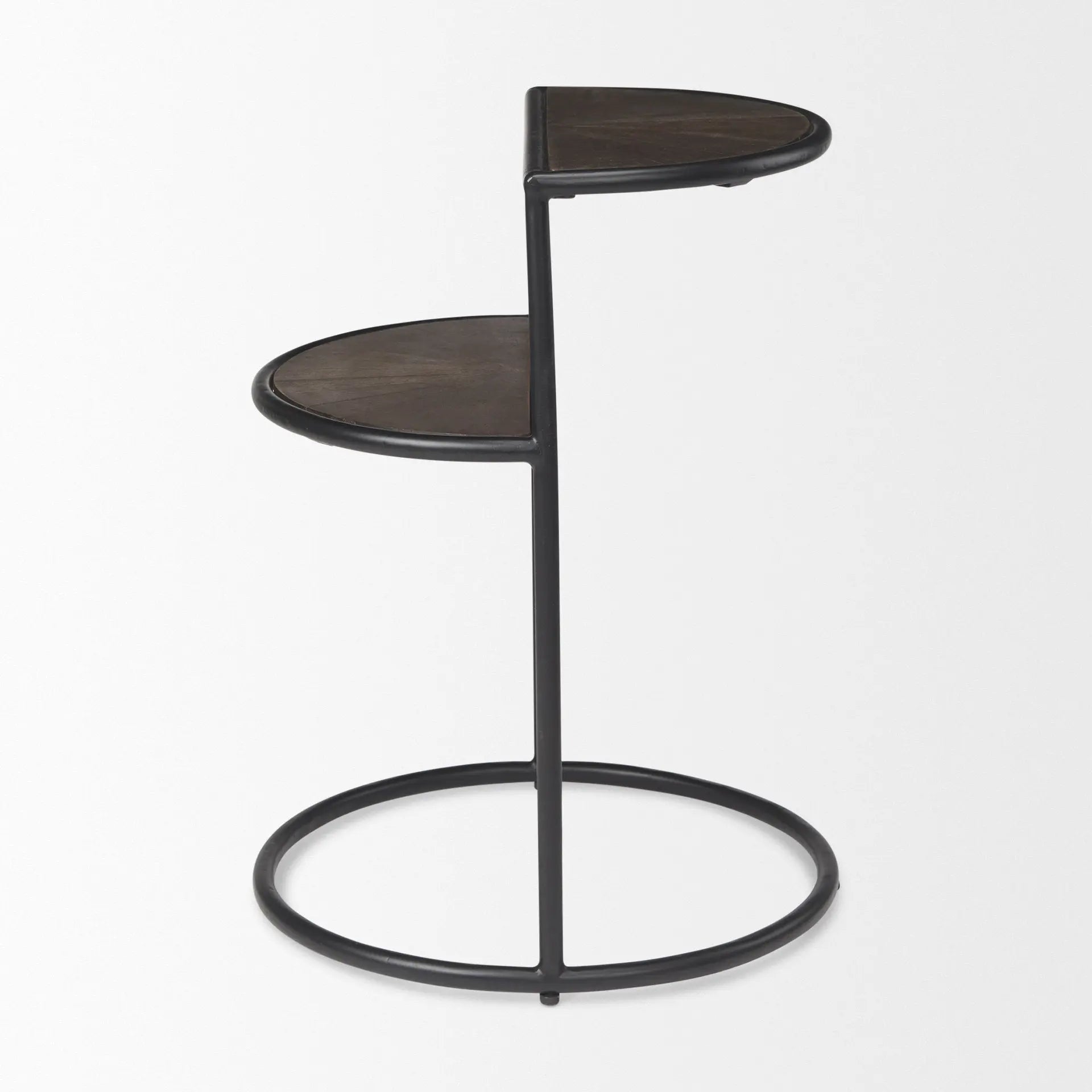 19" Espresso and Black Solid Wood and Metal Tray Table Homeroots Living Room