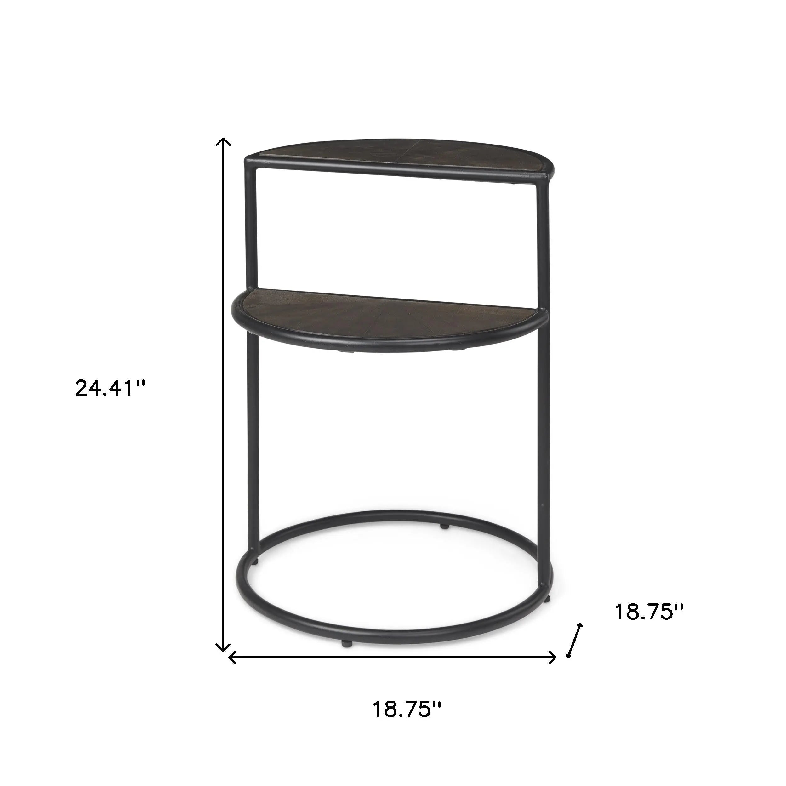 19" Espresso and Black Solid Wood and Metal Tray Table Homeroots Living Room