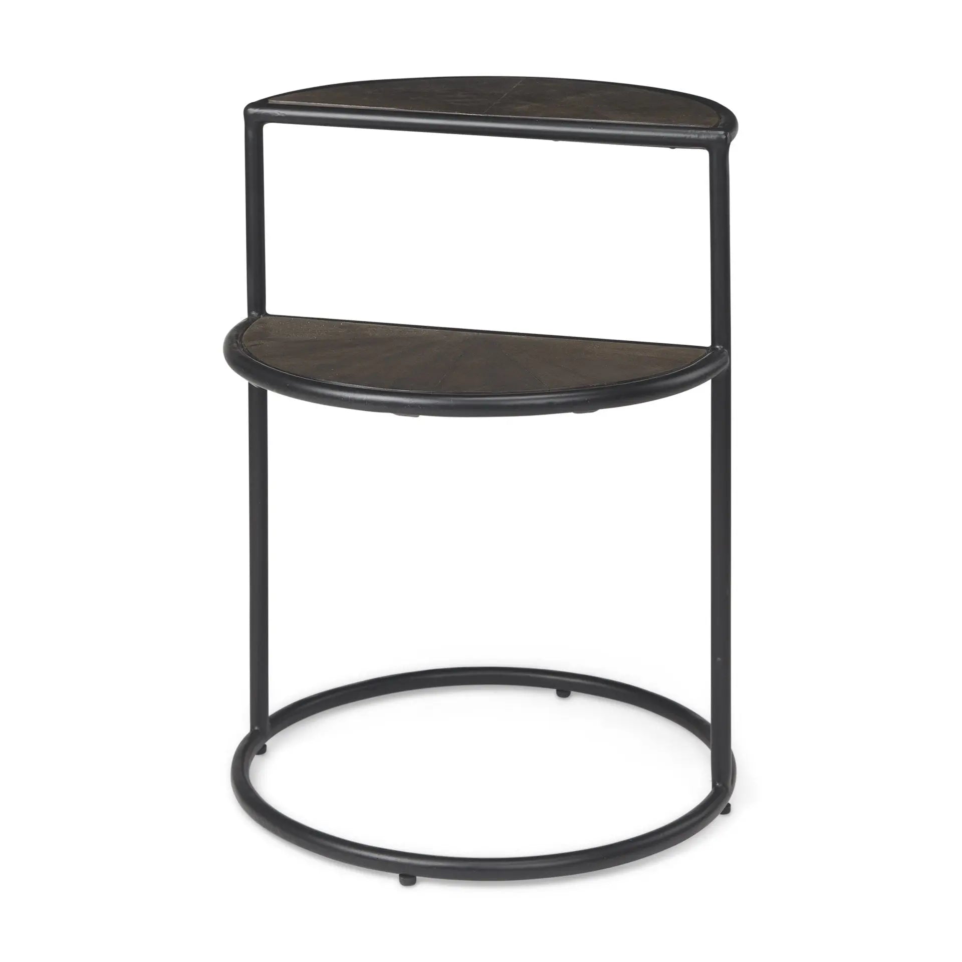19" Espresso and Black Solid Wood and Metal Tray Table Homeroots Living Room