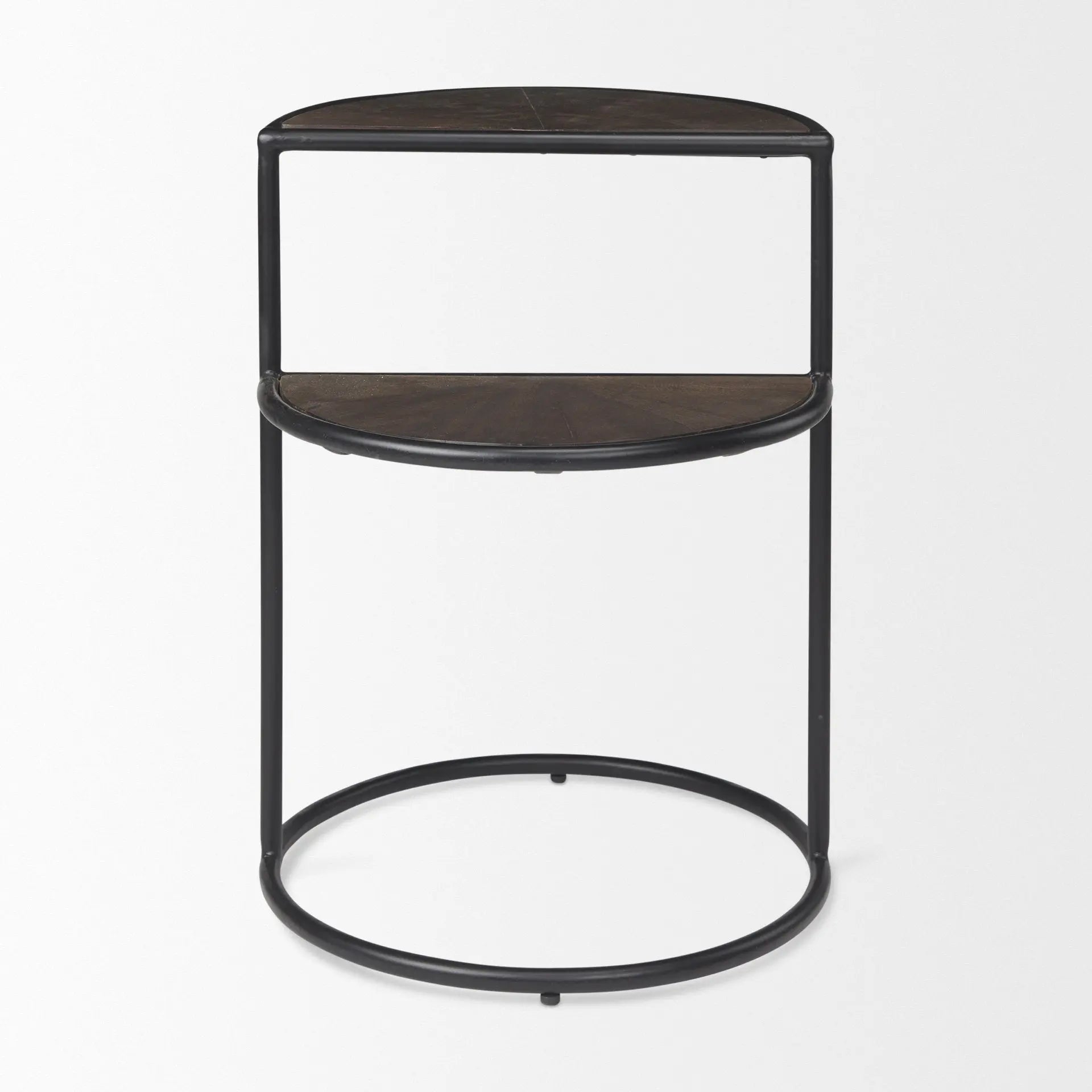 19" Espresso and Black Solid Wood and Metal Tray Table Homeroots Living Room