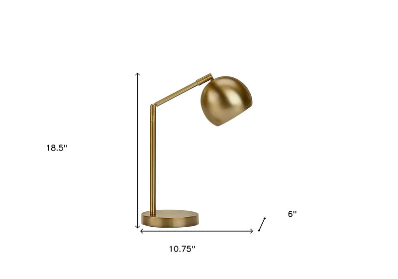 19" Gold Metal Round Table Lamp With Gold Dome Shade Homeroots Lighting