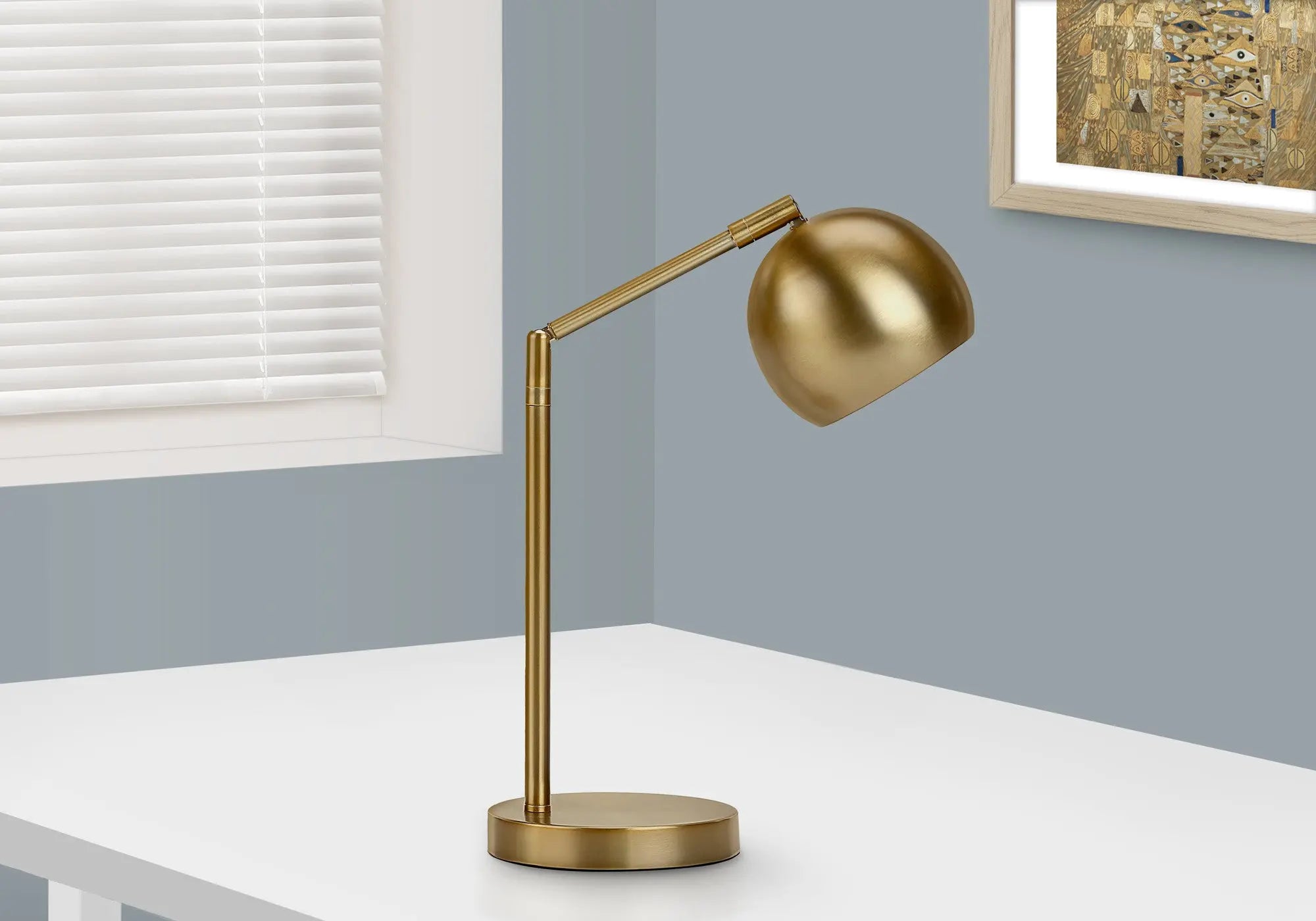 19" Gold Metal Round Table Lamp With Gold Dome Shade Homeroots Lighting