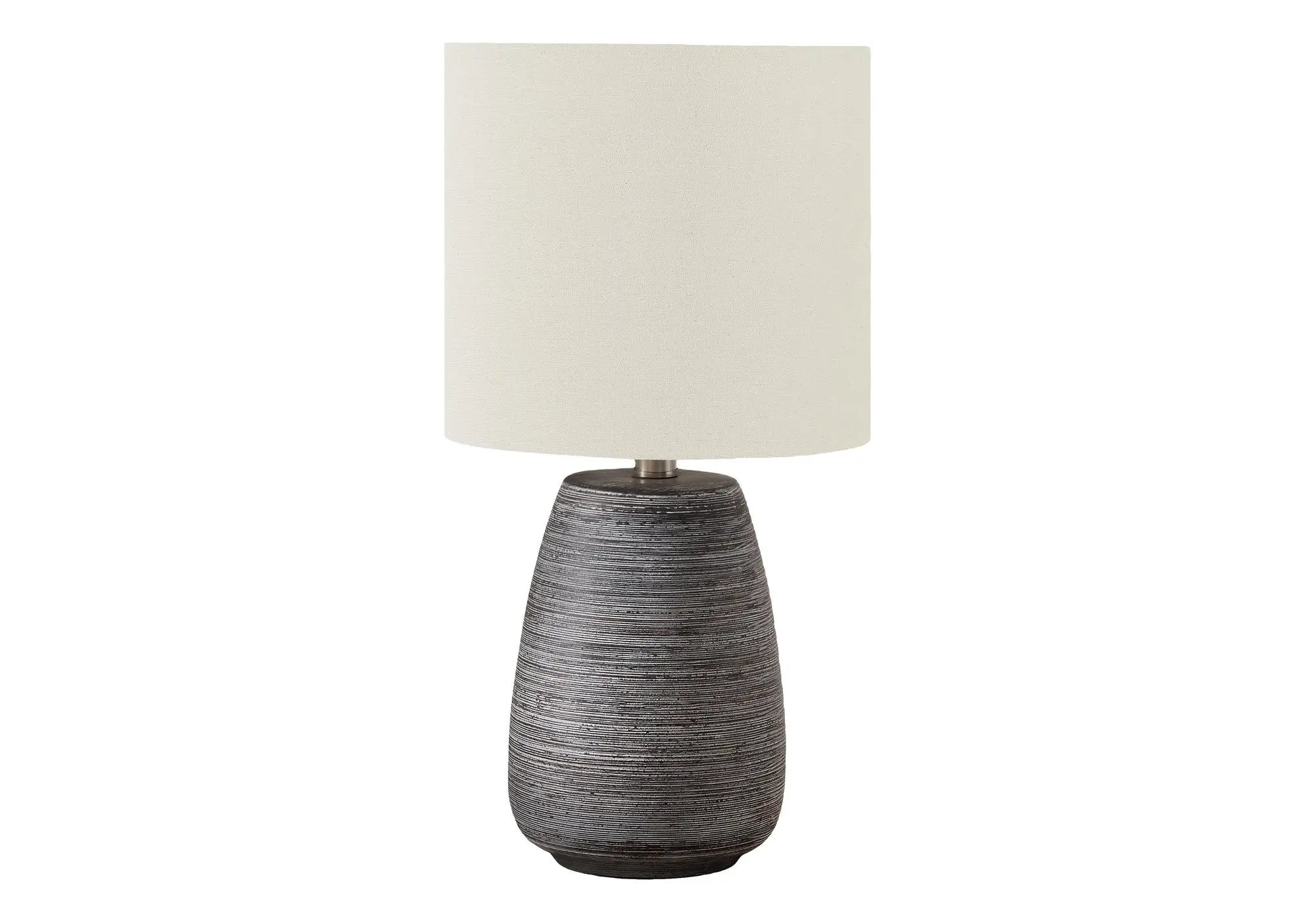 19" Gray Ceramic Round Table Lamp With Ivory Drum Shade Homeroots Lighting