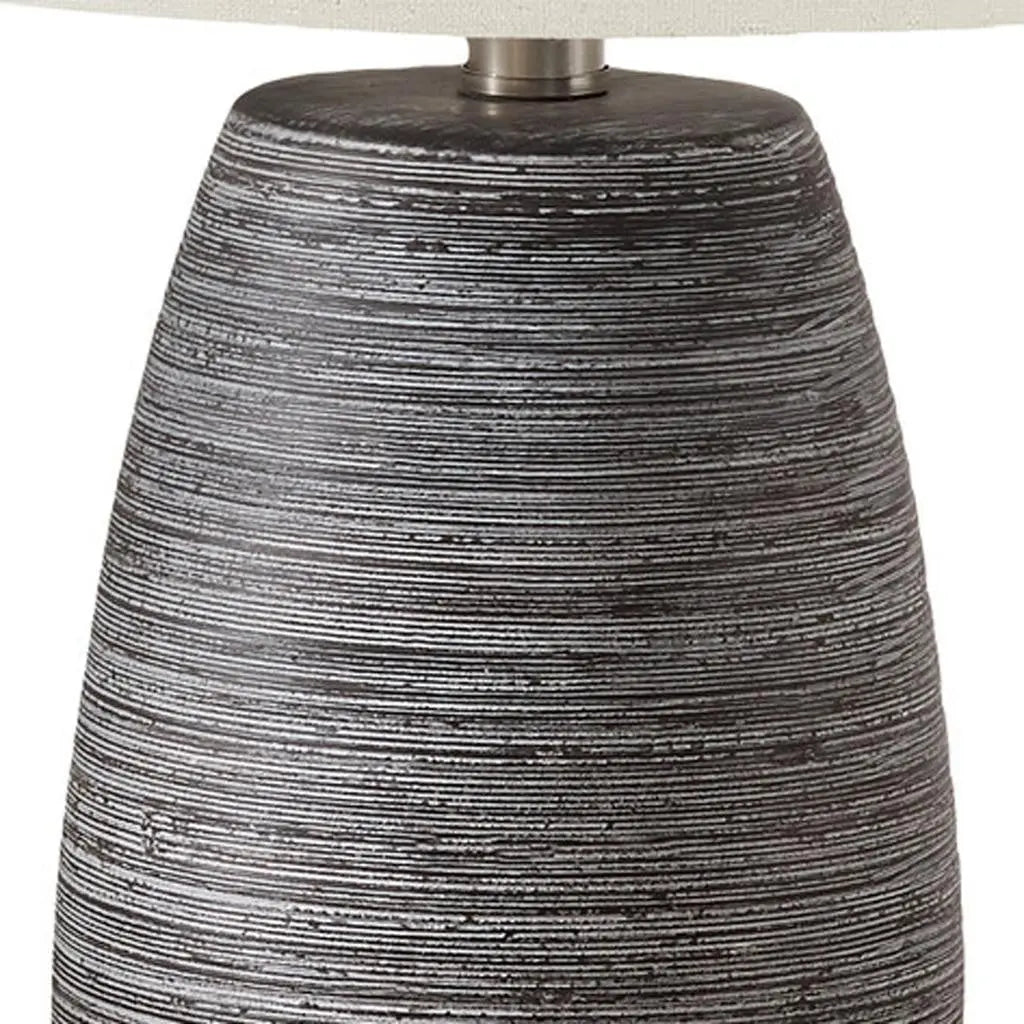 19" Gray Ceramic Round Table Lamp With Ivory Drum Shade Homeroots Lighting