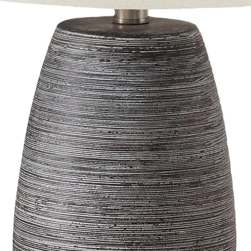 19" Gray Ceramic Round Table Lamp With Ivory Drum Shade Homeroots Lighting