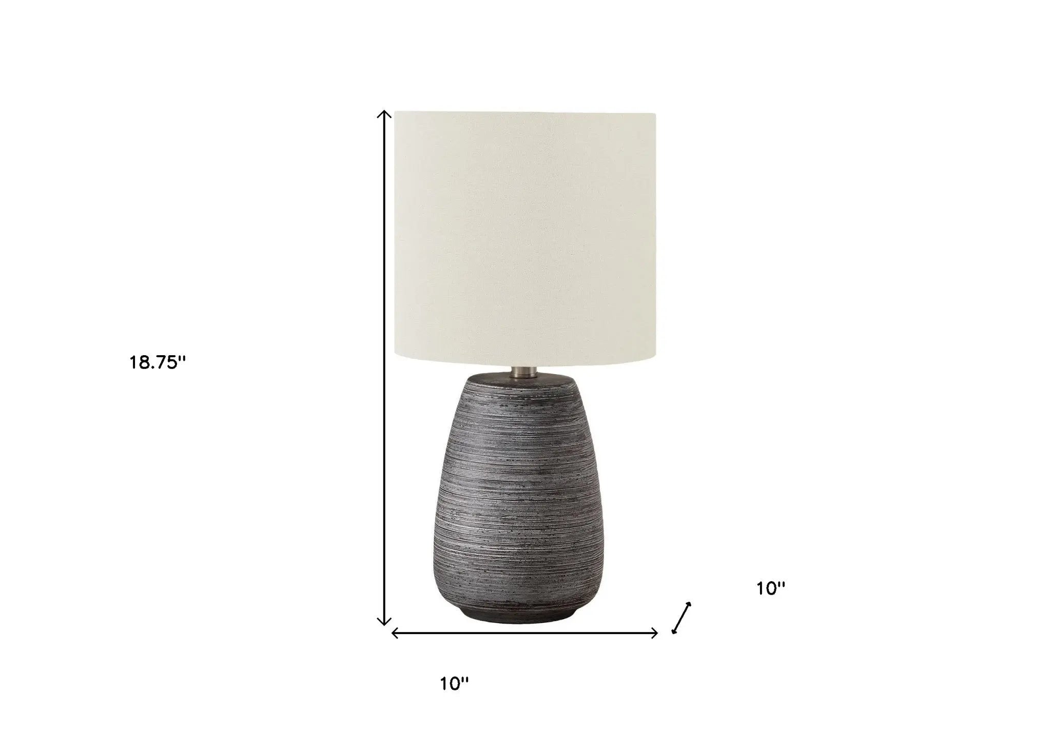 19" Gray Ceramic Round Table Lamp With Ivory Drum Shade Homeroots Lighting