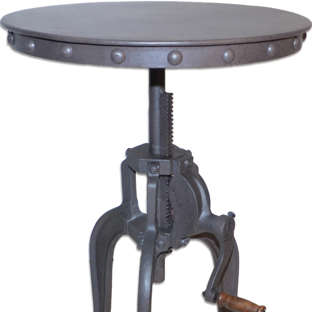 19" Gray Iron Height Adjustable Round End Table Homeroots Living Room