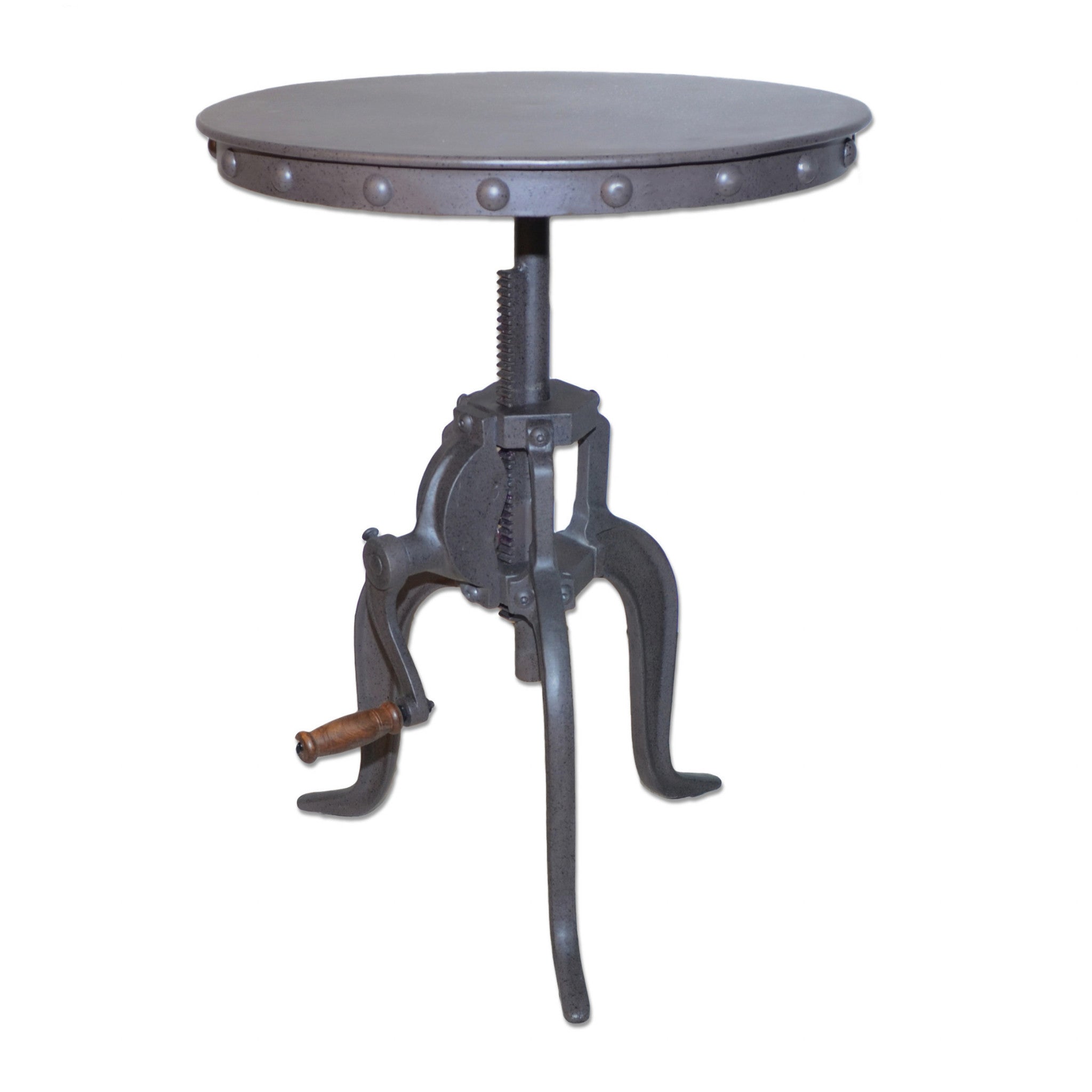 19" Gray Iron Height Adjustable Round End Table Homeroots Living Room
