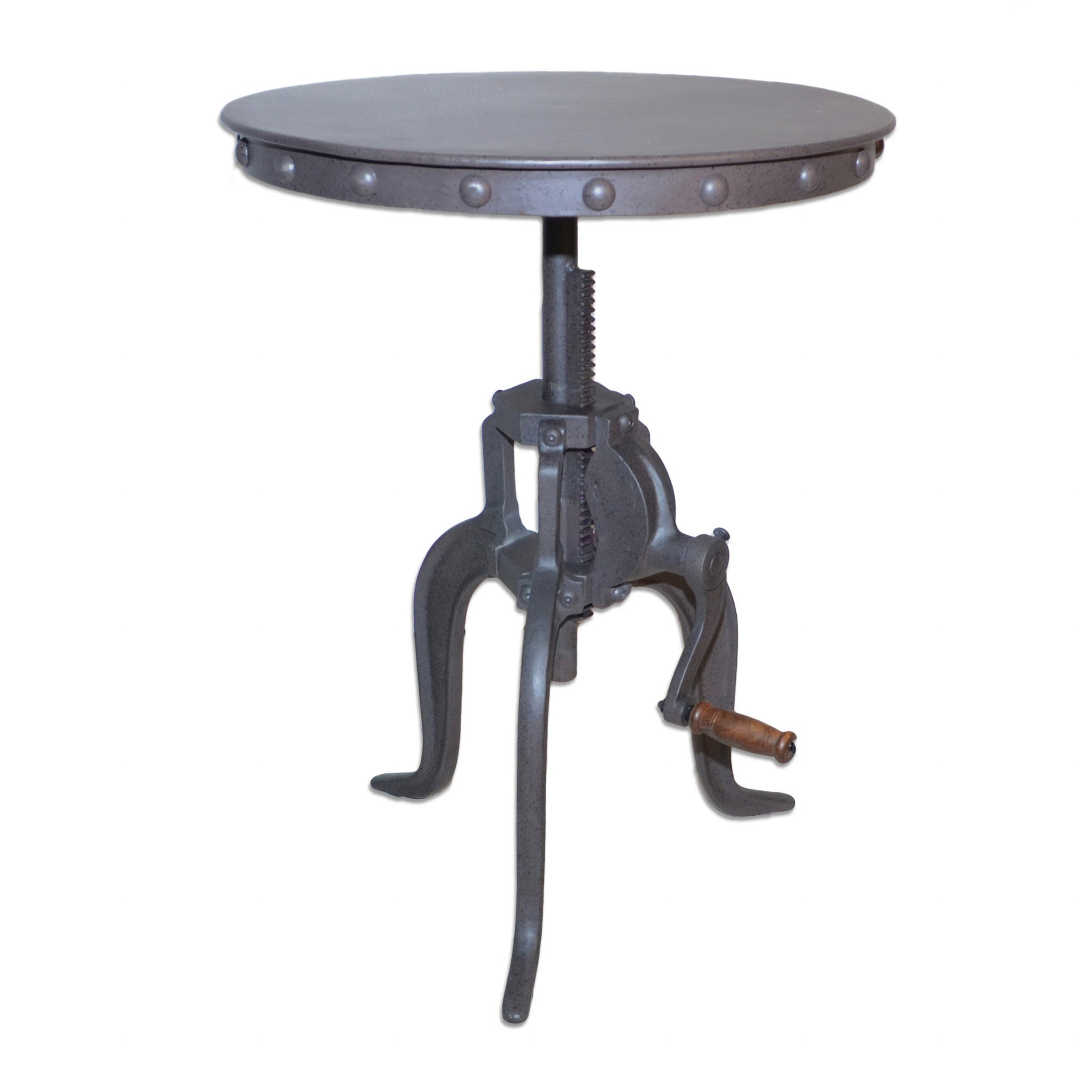 19" Gray Iron Height Adjustable Round End Table Homeroots Living Room