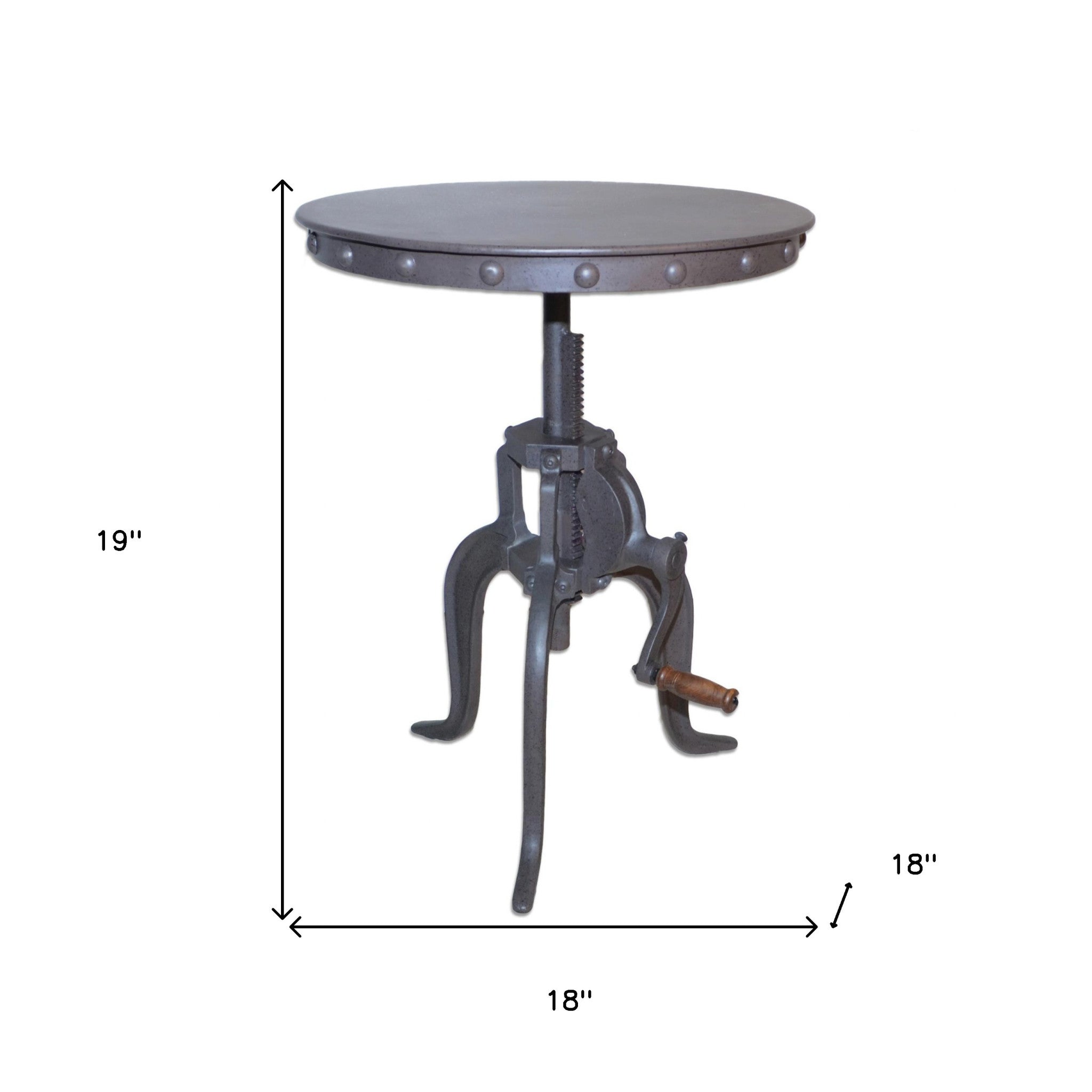 19" Gray Iron Height Adjustable Round End Table Homeroots Living Room