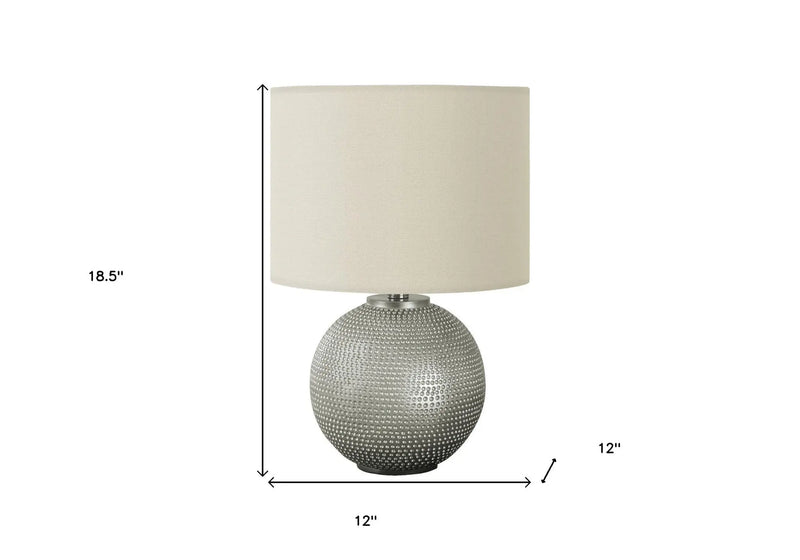 19" Gray Round Table Lamp With Ivory Drum Shade Homeroots Lighting