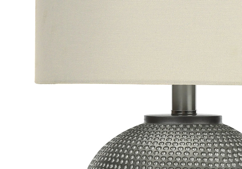 19" Gray Round Table Lamp With Ivory Drum Shade Homeroots Lighting
